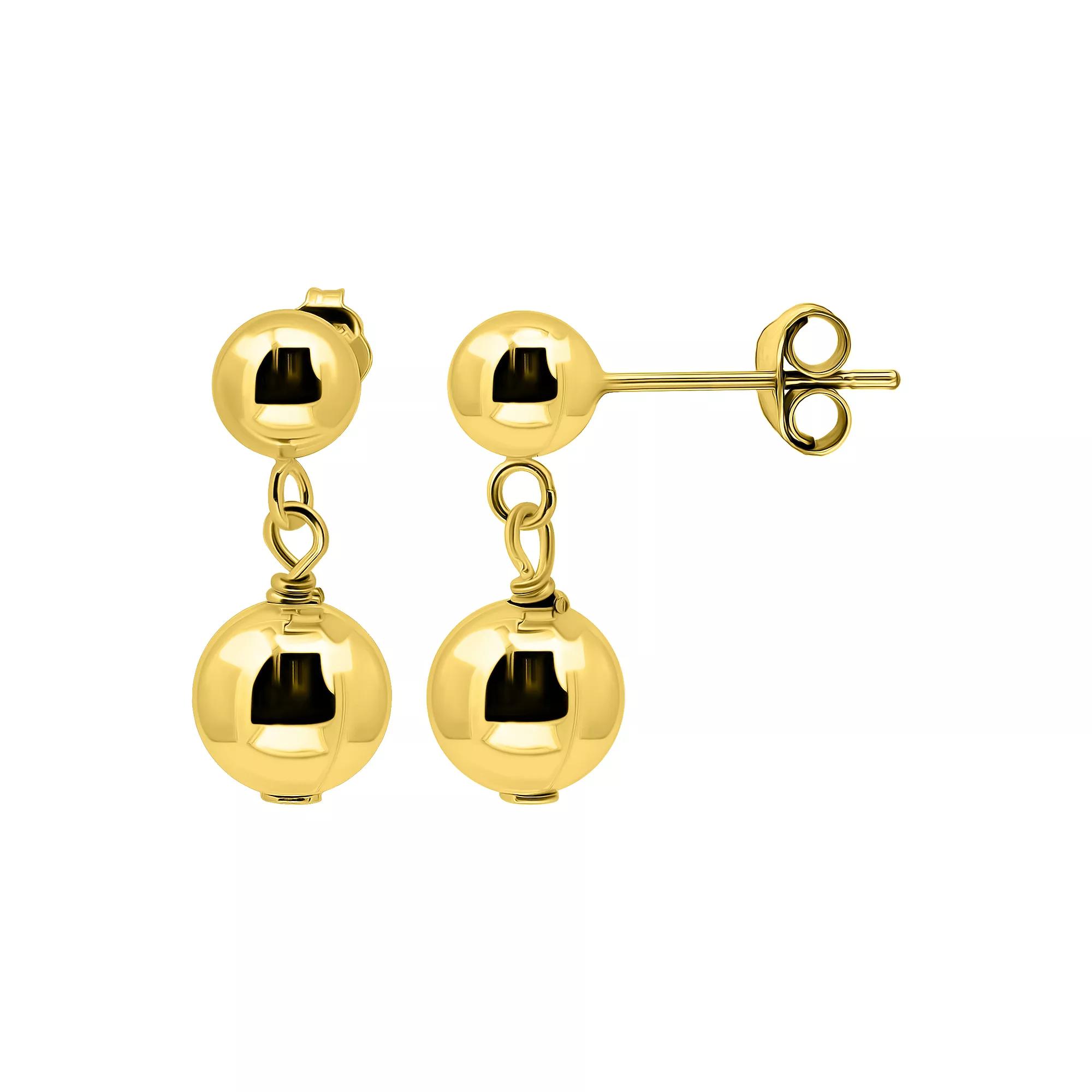 Aleure Precioso Sterling Silver Ball Nickel Free Drop Earrings, Women's, Gold Tone Product Image