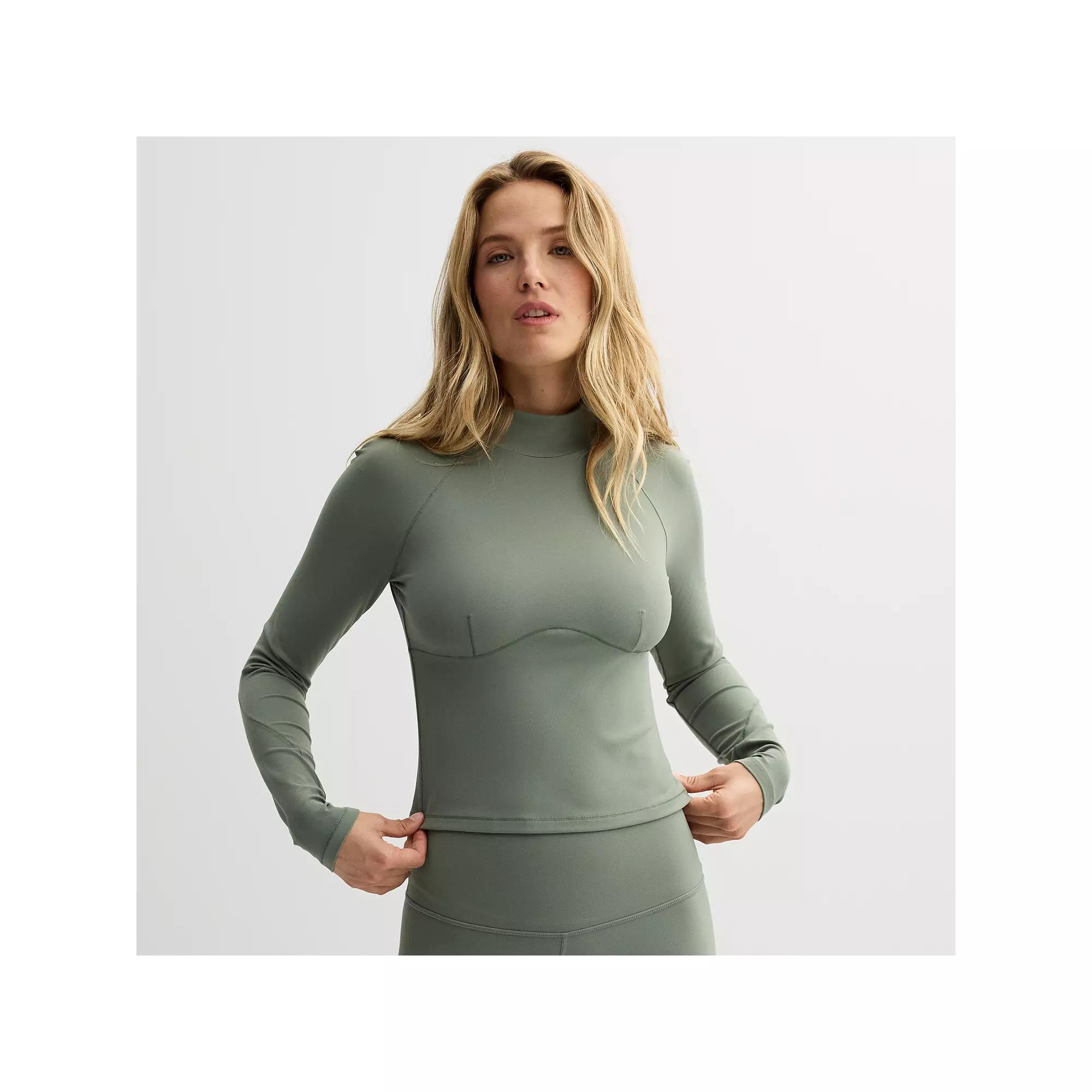 Women's FLX Affirmation Mock Neck Long Sleeve Active Top, Size: Large, Rustic Fern Product Image
