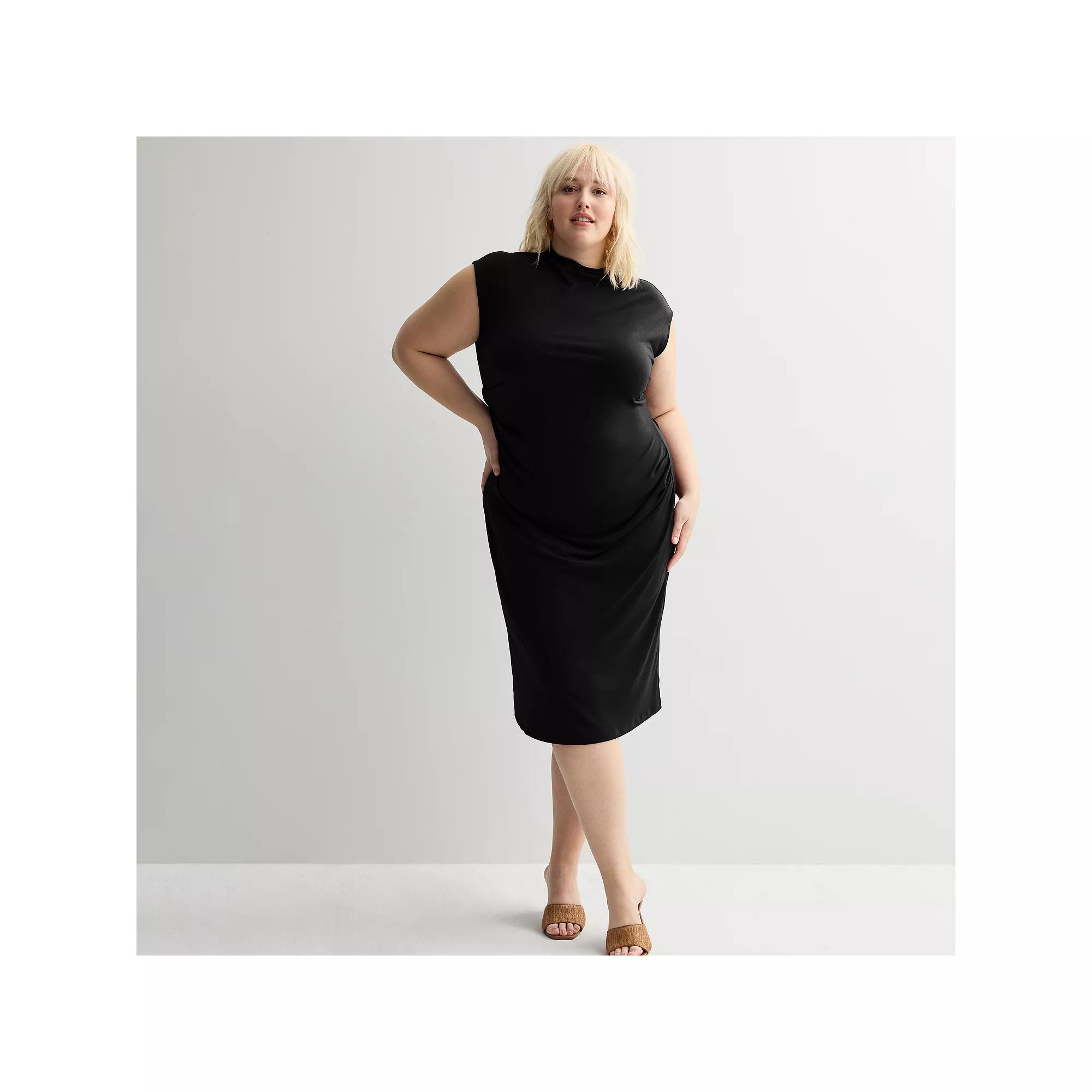 Plus Size Nine West Mock Neck Knit Dress, Women's, Size: 4XL, Mineral Black Product Image