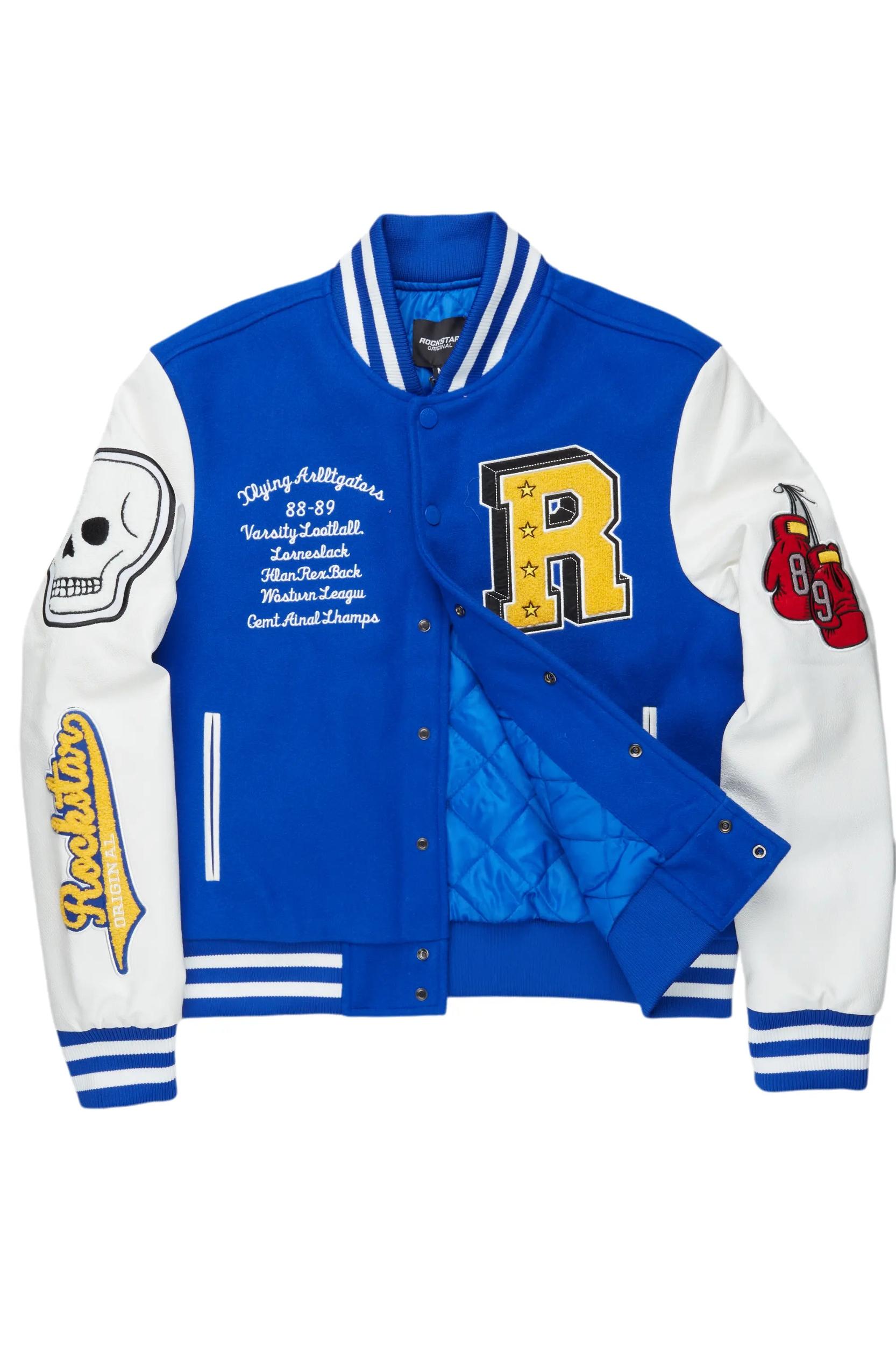 Ahjalee Royal Blue Oversized Varsity Jacket Female Product Image