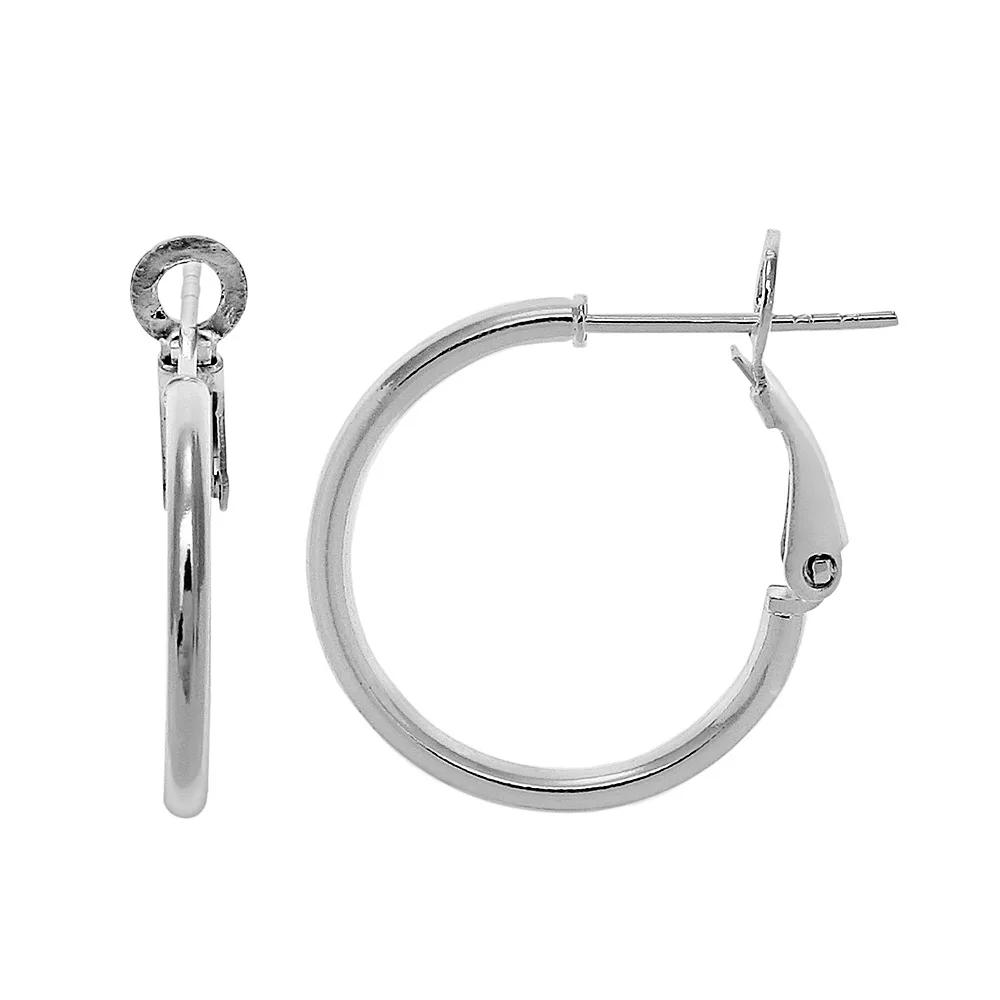 PRIMROSE Sterling Silver Polished Tube Hoop Earrings, Women's, Size: 20MM Product Image