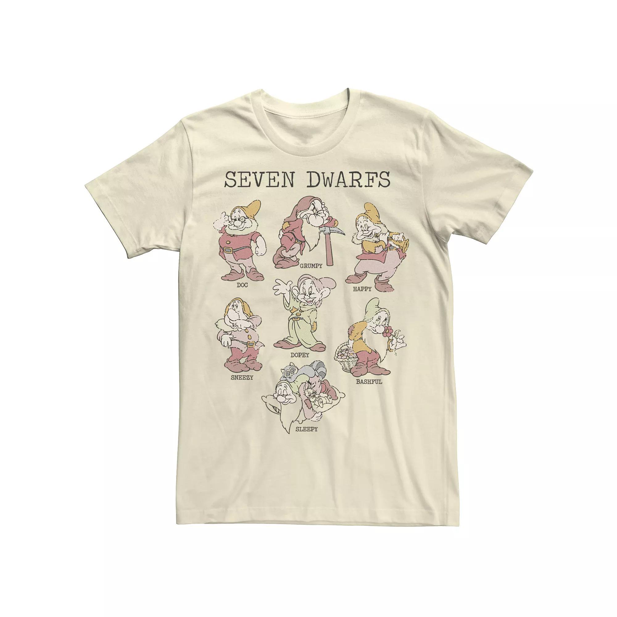 Disney's Snow White Seven Dwarfs Portraits Men's Tee, Size: 3XL, Natural Product Image