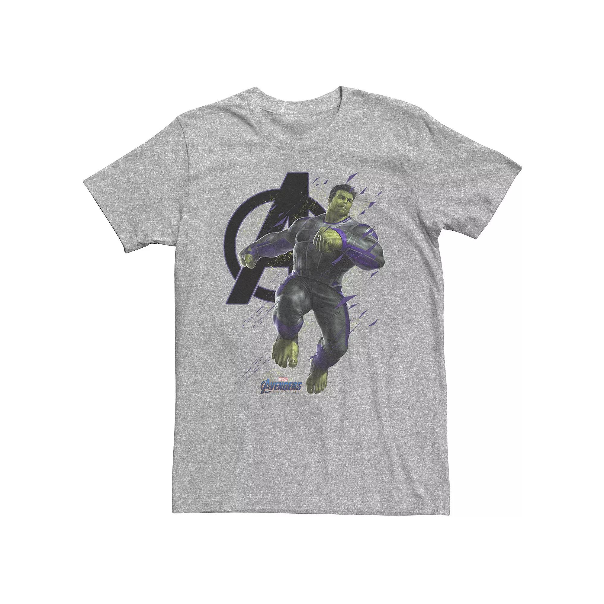 Big & Tall Marvel Avengers Endgame Hulk Logo Tee, Men's, Size: Large Tall, Athletic Grey Product Image