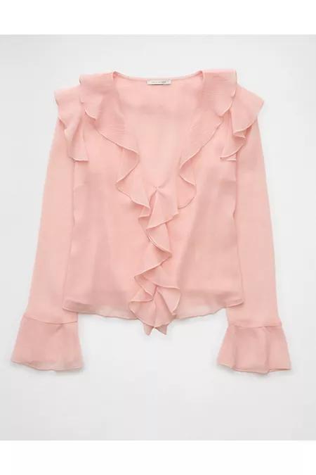 AE Chiffon Bell Sleeve Ruffle Blouse Women's Product Image