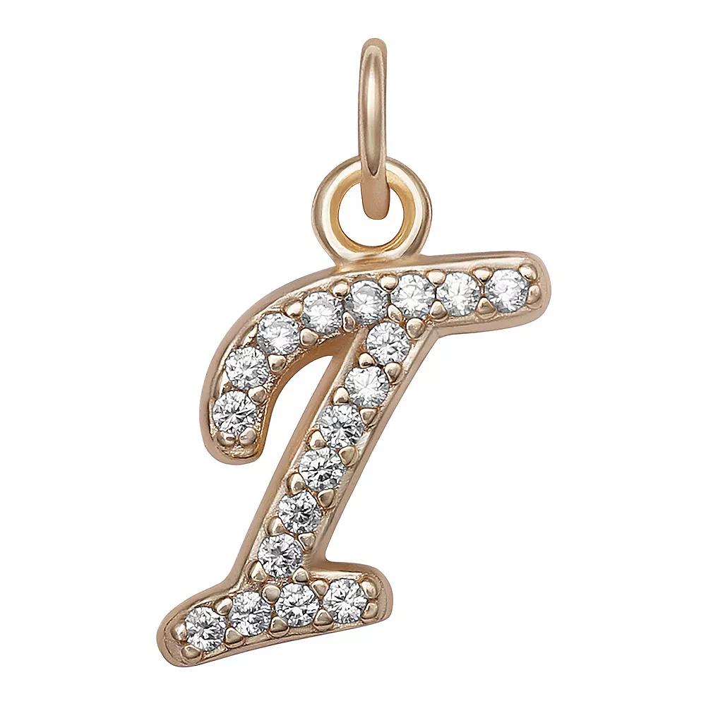 LC Lauren Conrad Sterling Silver Cubic Zirconia Initial Charm, Womens, Gold Tone O Product Image