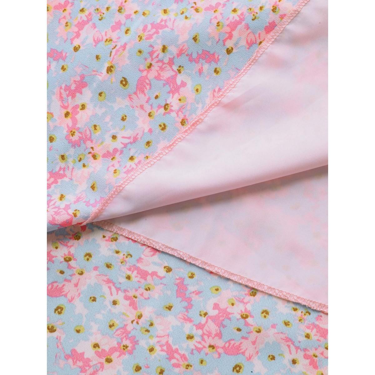 Plus Size Floral Print Shirred Pockets Midi Dress Blush Women Square Neck Short sleeve Curvy BloomChic 12/L Product Image