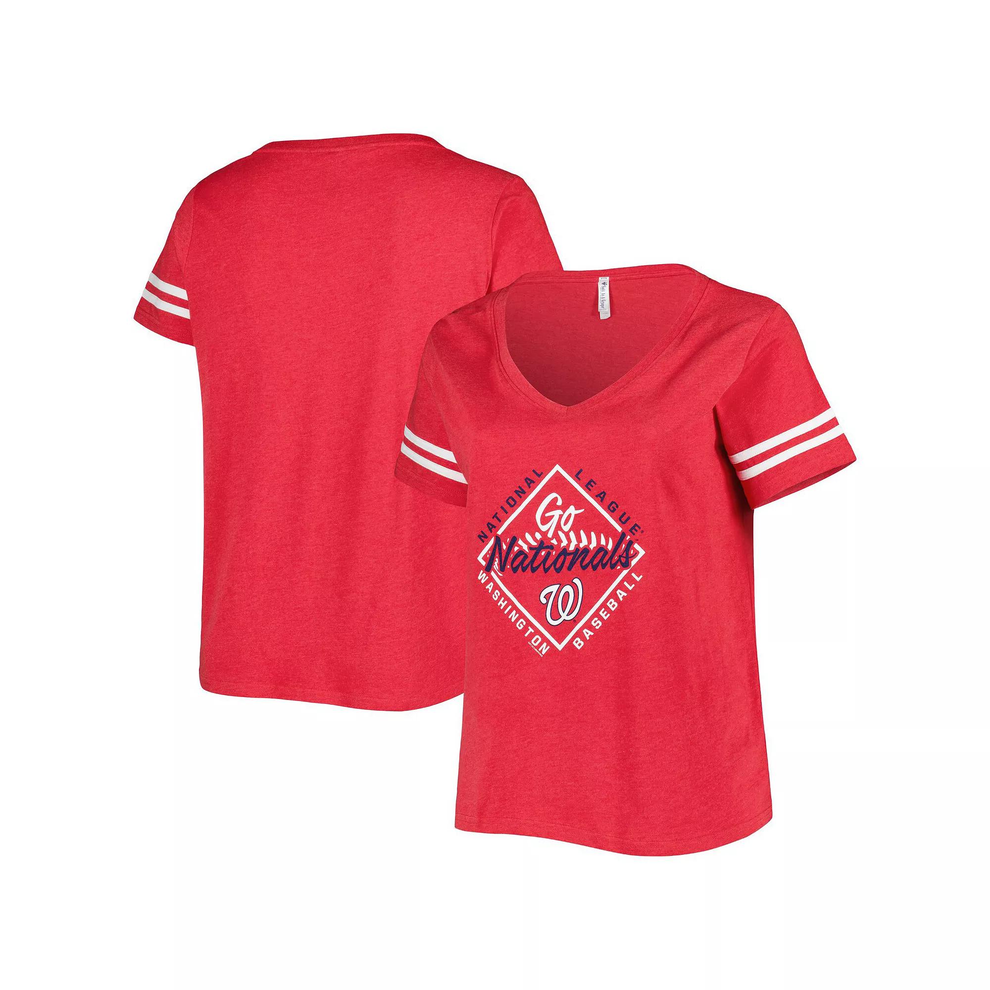 Women's Soft as a Grape Red Washington Nationals Plus Size V-Neck Jersey T-Shirt, Size: 1XL Product Image