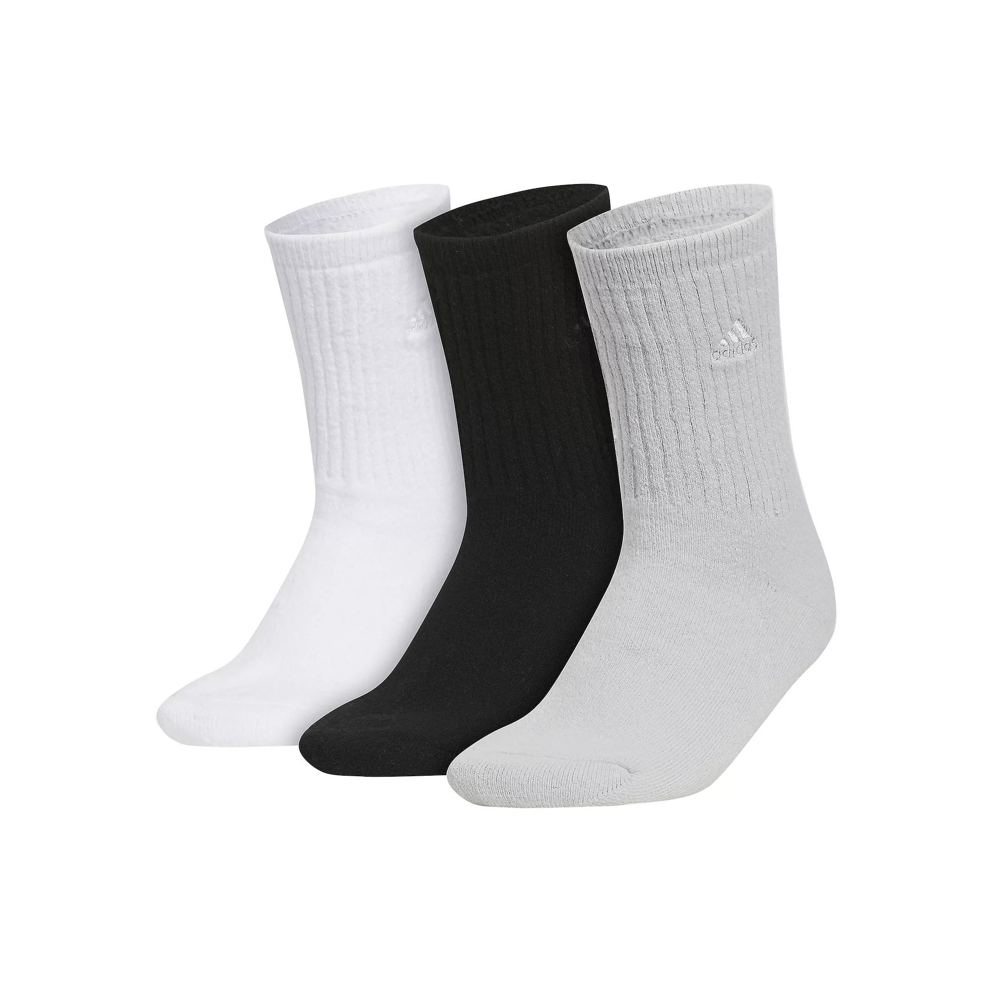 Women's adidas Cushioned Comfort 3-Pack Crew Socks, Size: 5-10, Black White Product Image
