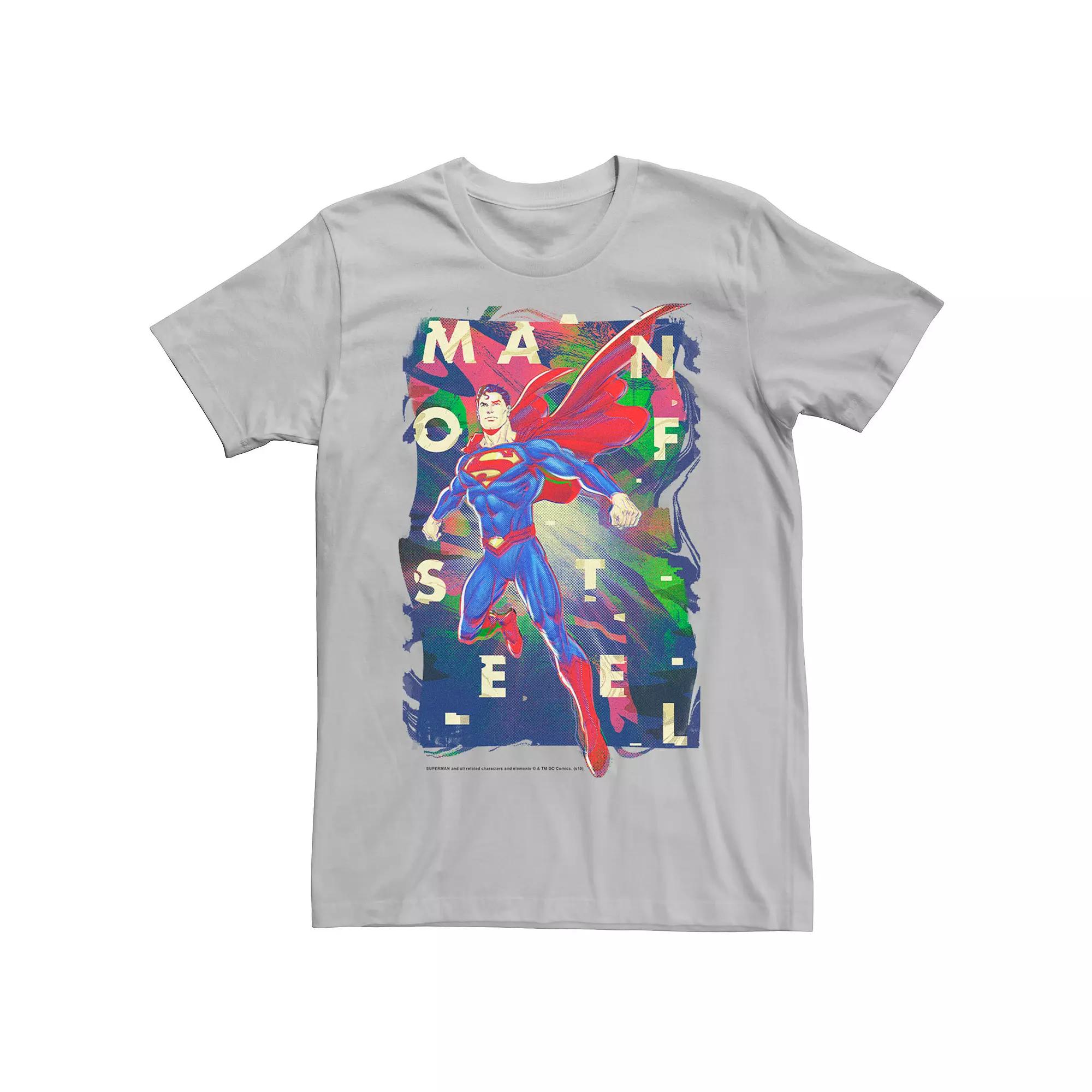 Men's DC Comics Superman Man Of Steel Bold Glitch Poster Graphic Tee,  Product Image