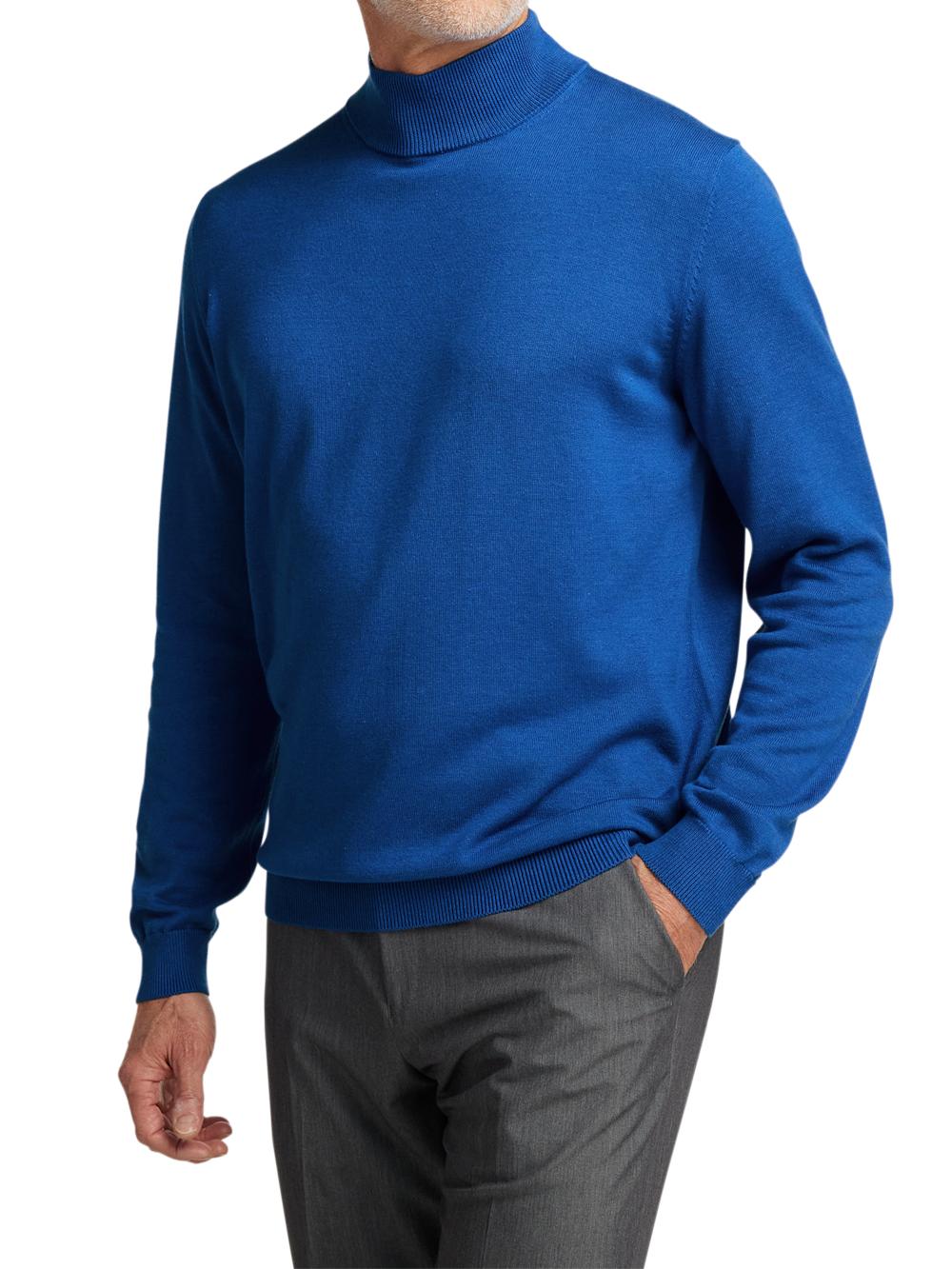 Supima Cotton Mock Neck Sweater - Blue Product Image