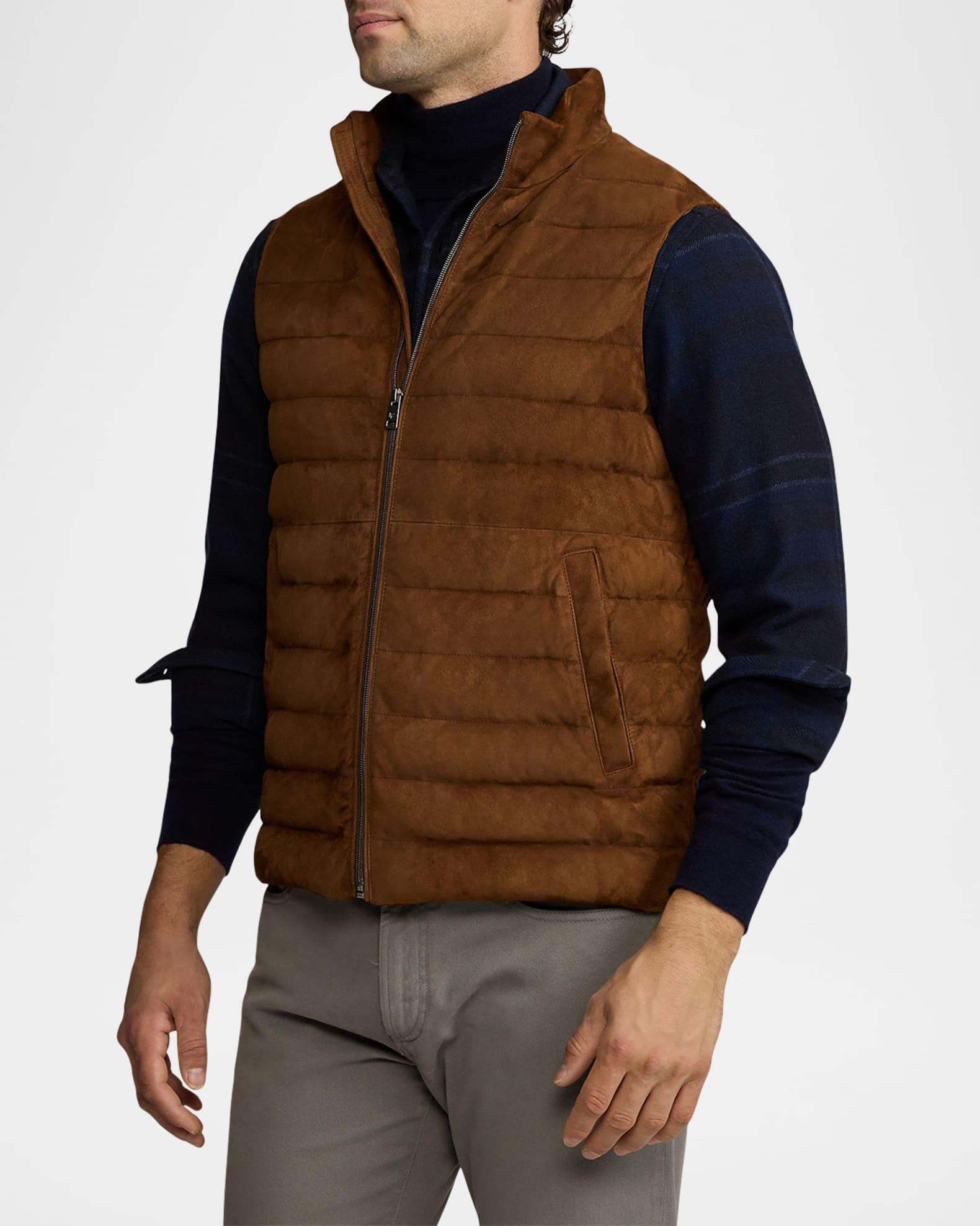 Men's Quilted Suede Down Vest Product Image