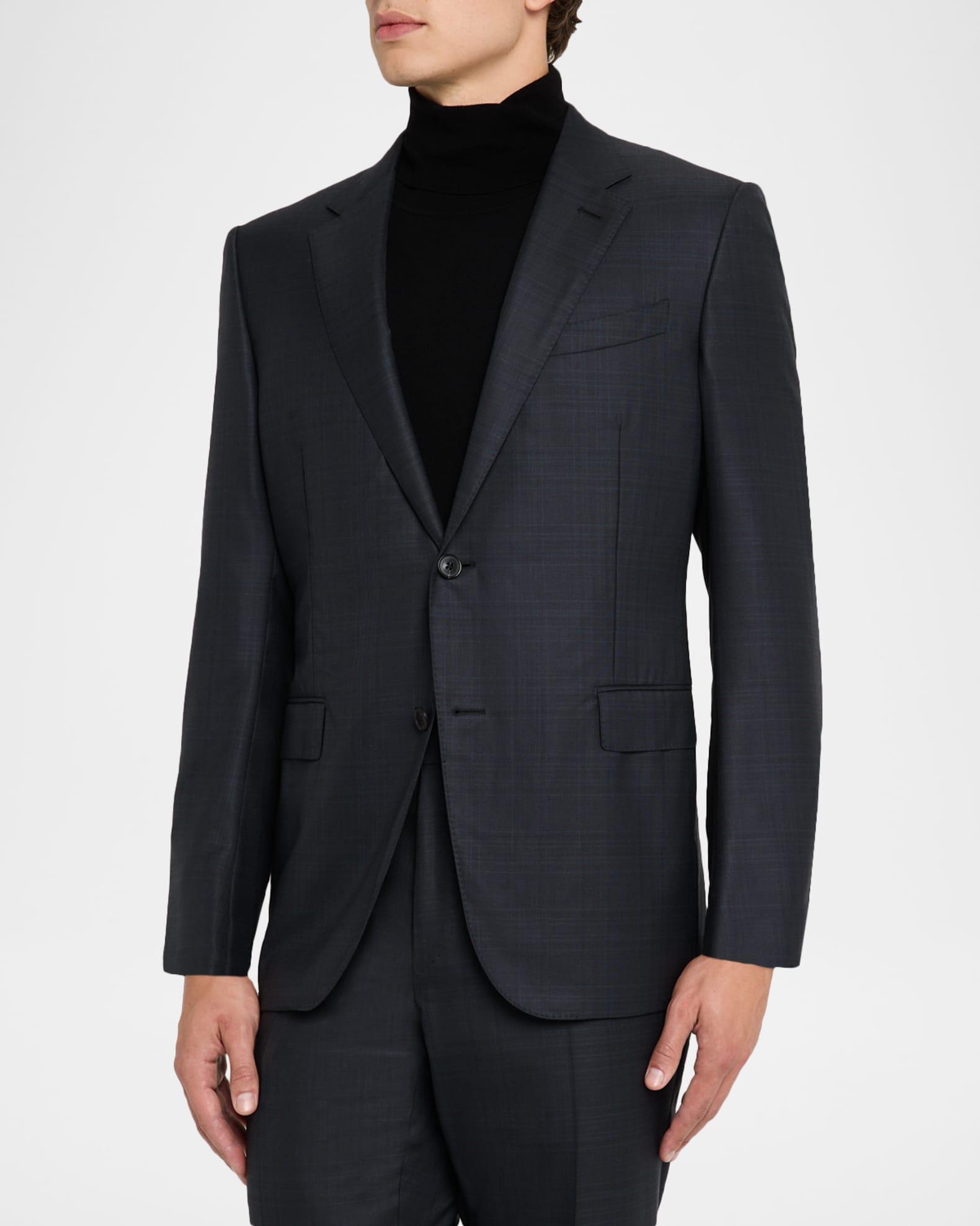 Men's Wool Woven Plaid Two-Piece Suit Product Image