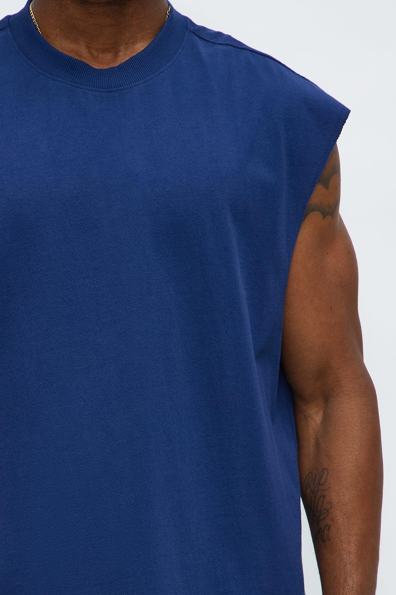Relaxed Heavyweight Muscle Tee - Navy Male Product Image
