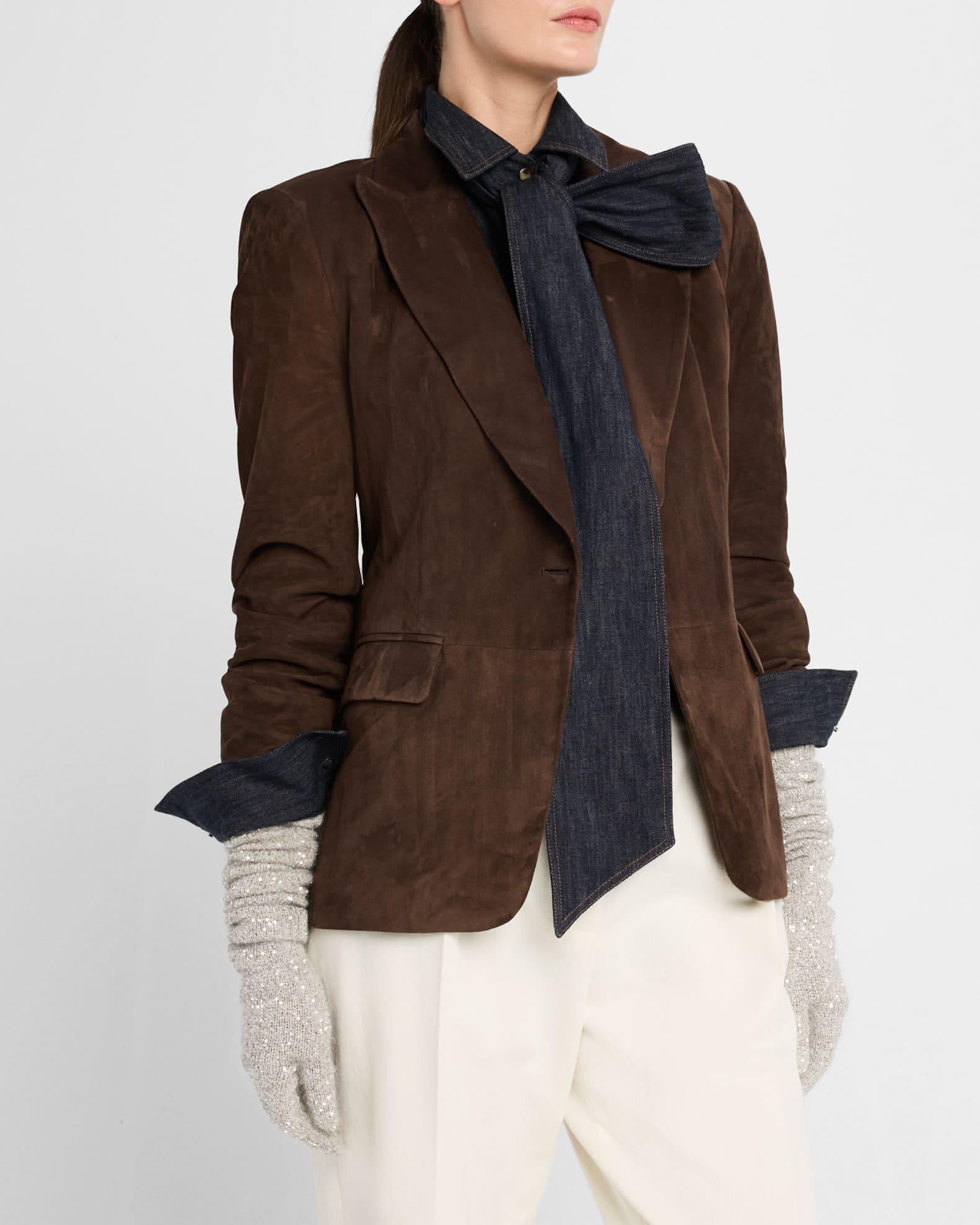 Suede Single-Breasted Blazer Jacket Product Image