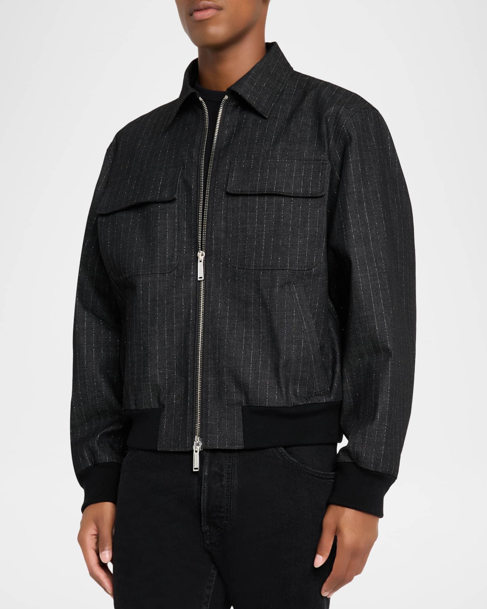 Men's Denim Pinstripe Zip Jacket Product Image