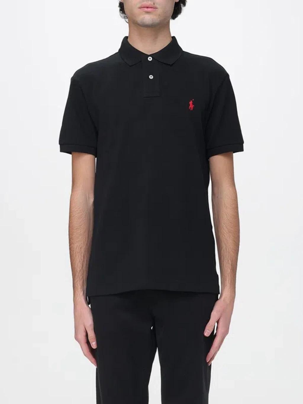 POLO RALPH LAUREN Embroidered-logo Polo Shirt In Black Product Image