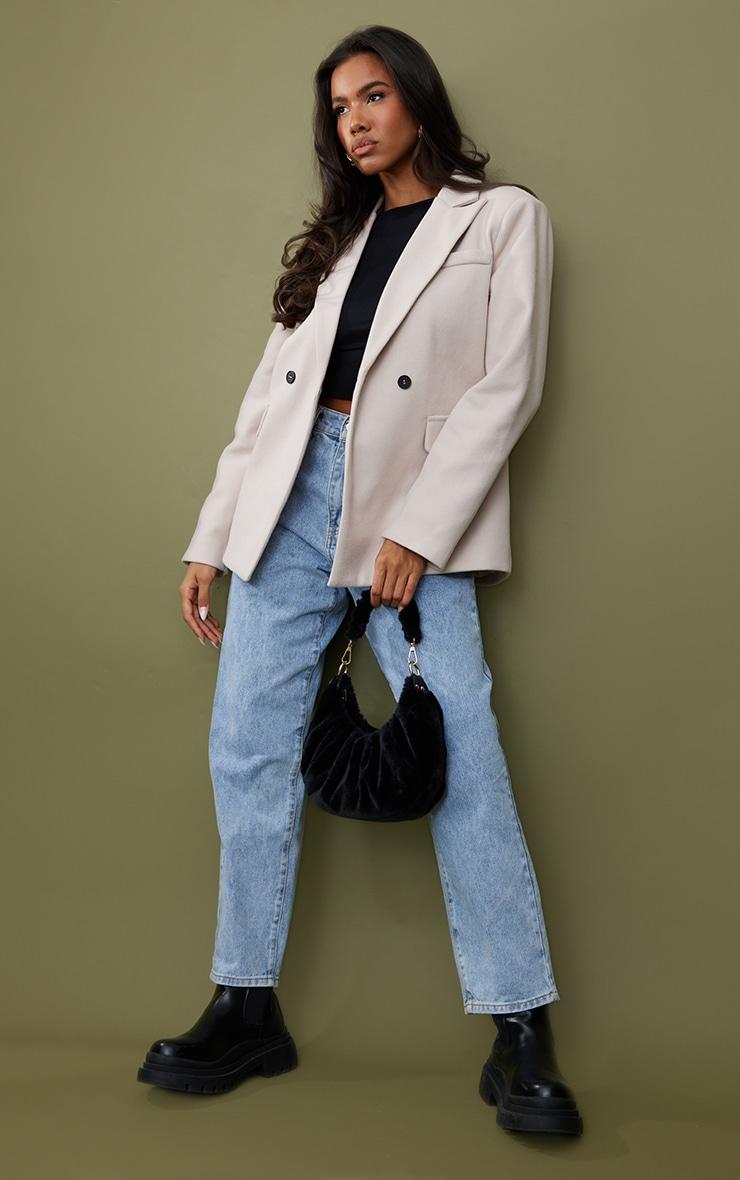 Stone Wool Blend Double Breasted Blazer Product Image