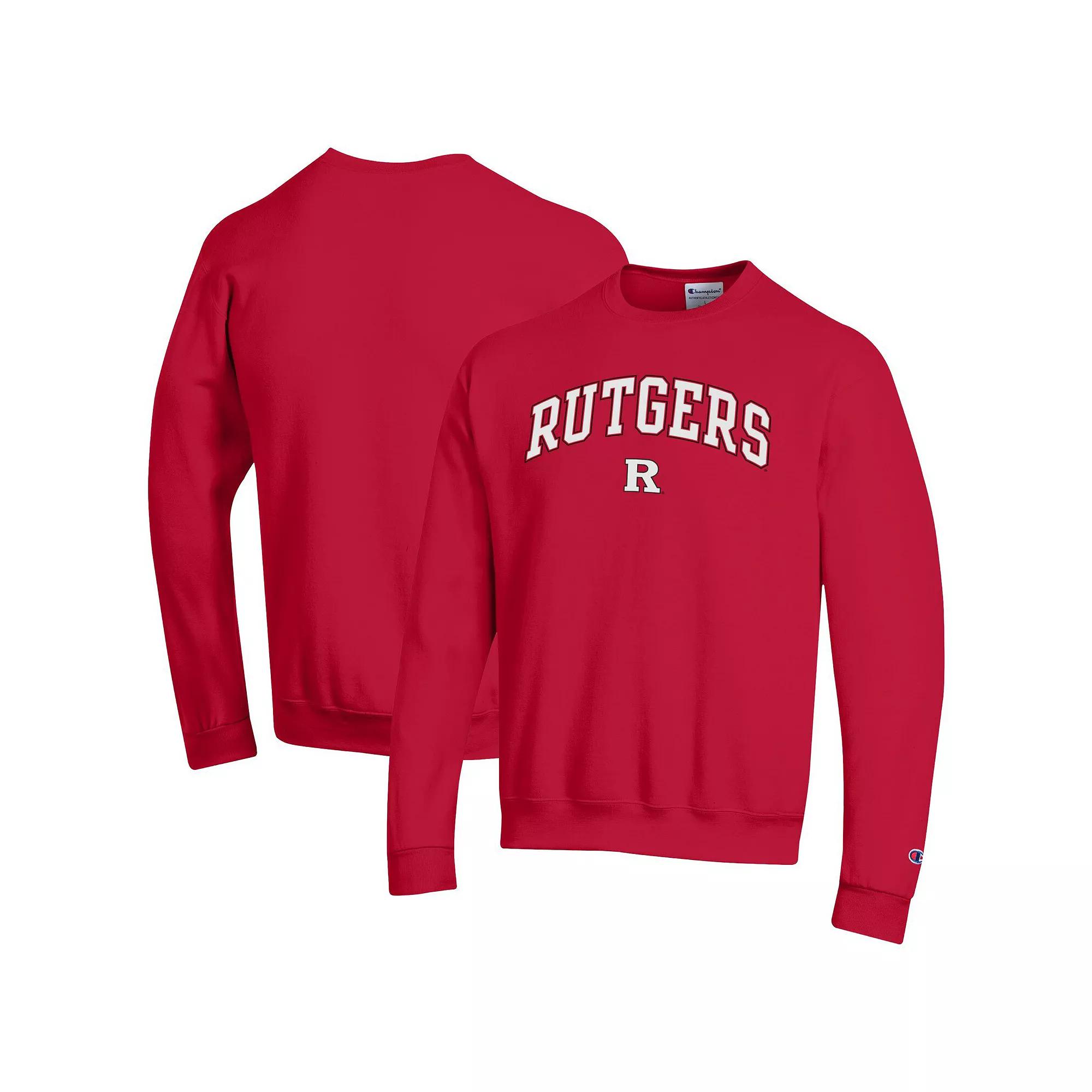 Men's Champion Scarlet Rutgers Scarlet Knights Arch Over Logo Pullover Sweatshirt,  Product Image