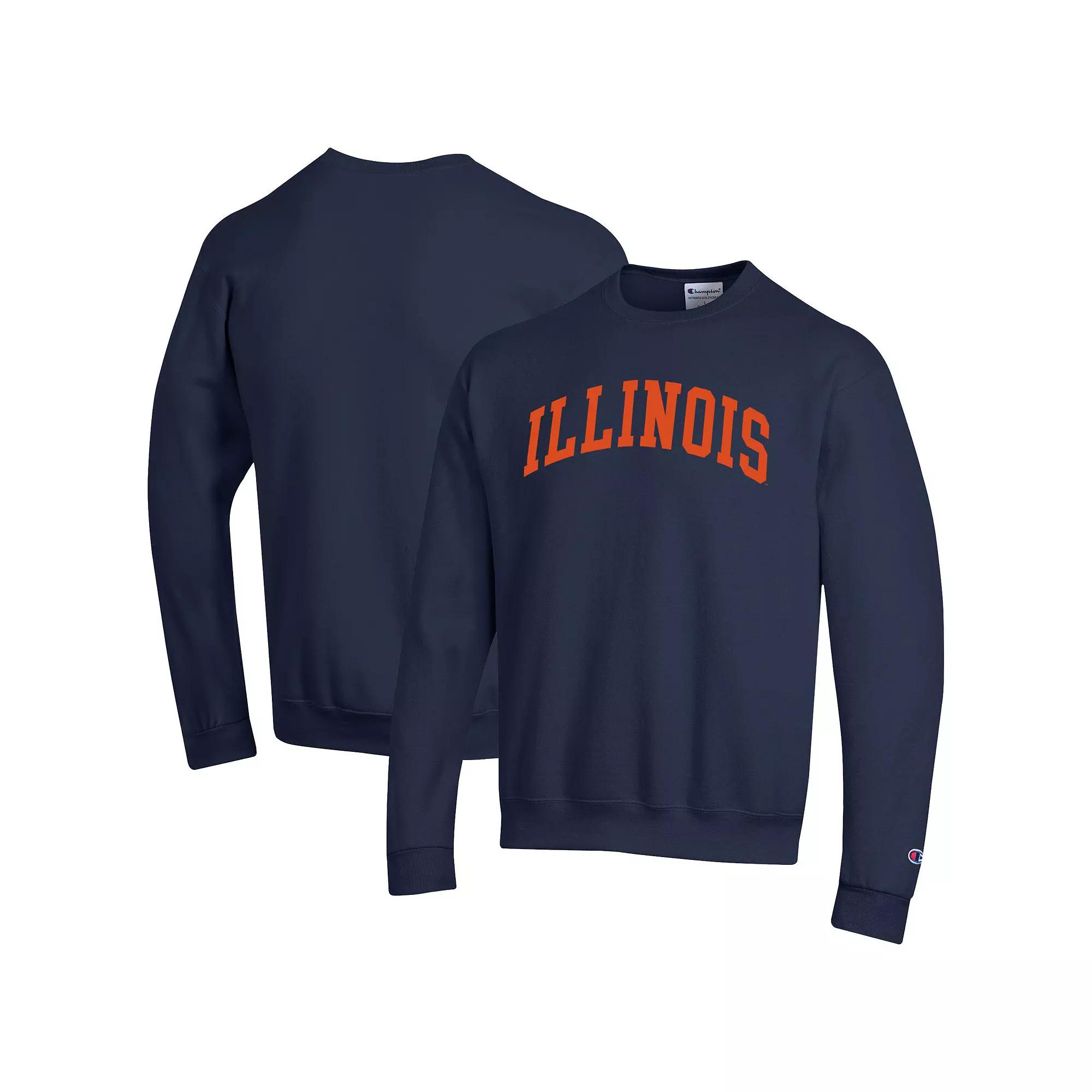 Men's Champion Navy Illinois Fighting Illini Basic Arch Fleece Pullover Sweatshirt,  Product Image