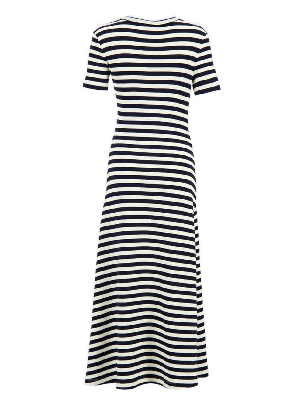 striped gathered midi dress Product Image