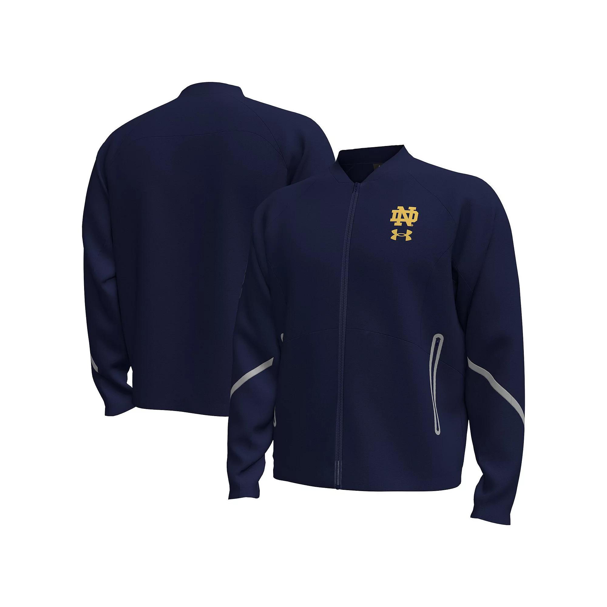 Men's Under Armour Navy Notre Dame Fighting Irish Unstoppable Full-Zip Bomber Jacket,  Product Image