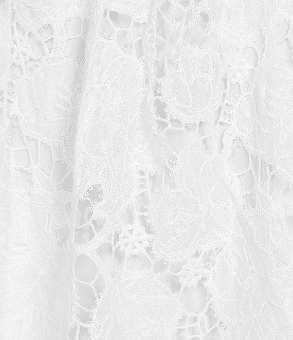 Layered With Love Dixie Lace V-Neck Sleeveless Tie Shoulder Scallop Hem Midi Dress Product Image