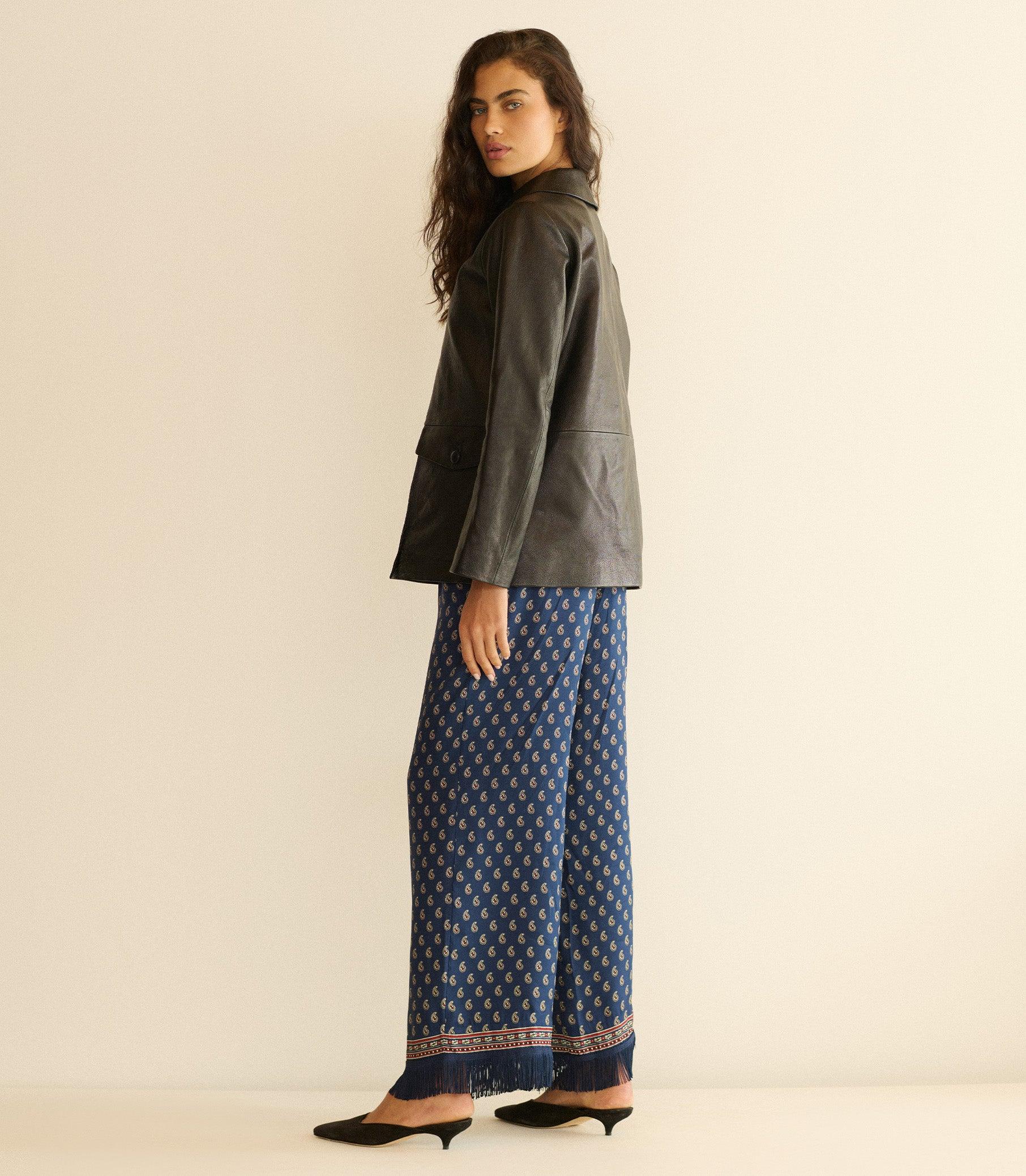 LAVON FRINGE PANT -- BLEU TAORMINA PAISLEY Product Image