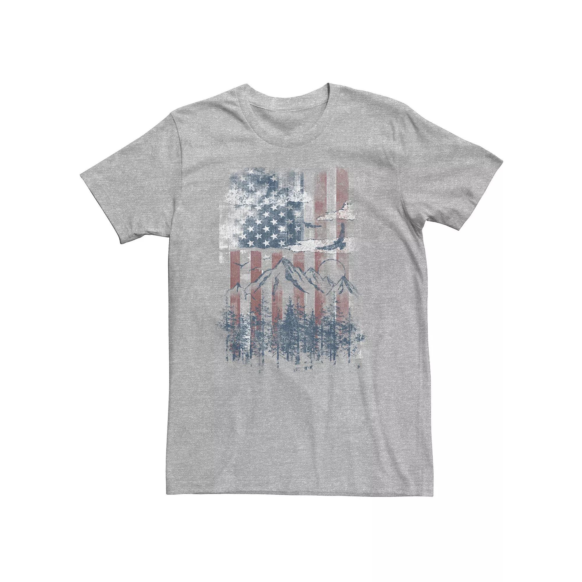 Big & Tall American Flag Vertical and Mountain Range Tee, Men's,  Product Image