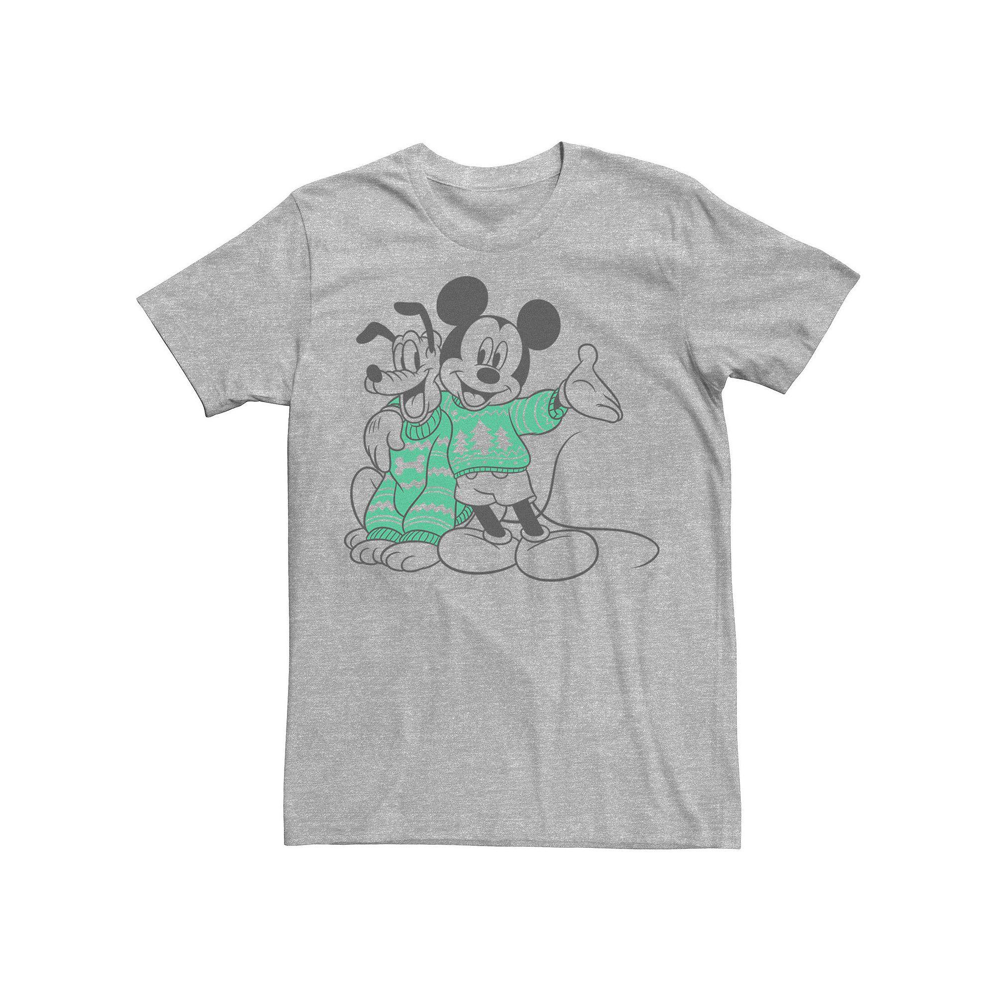 Disney's Mickey And Pluto Christmas Outline Men's Tee,  Product Image