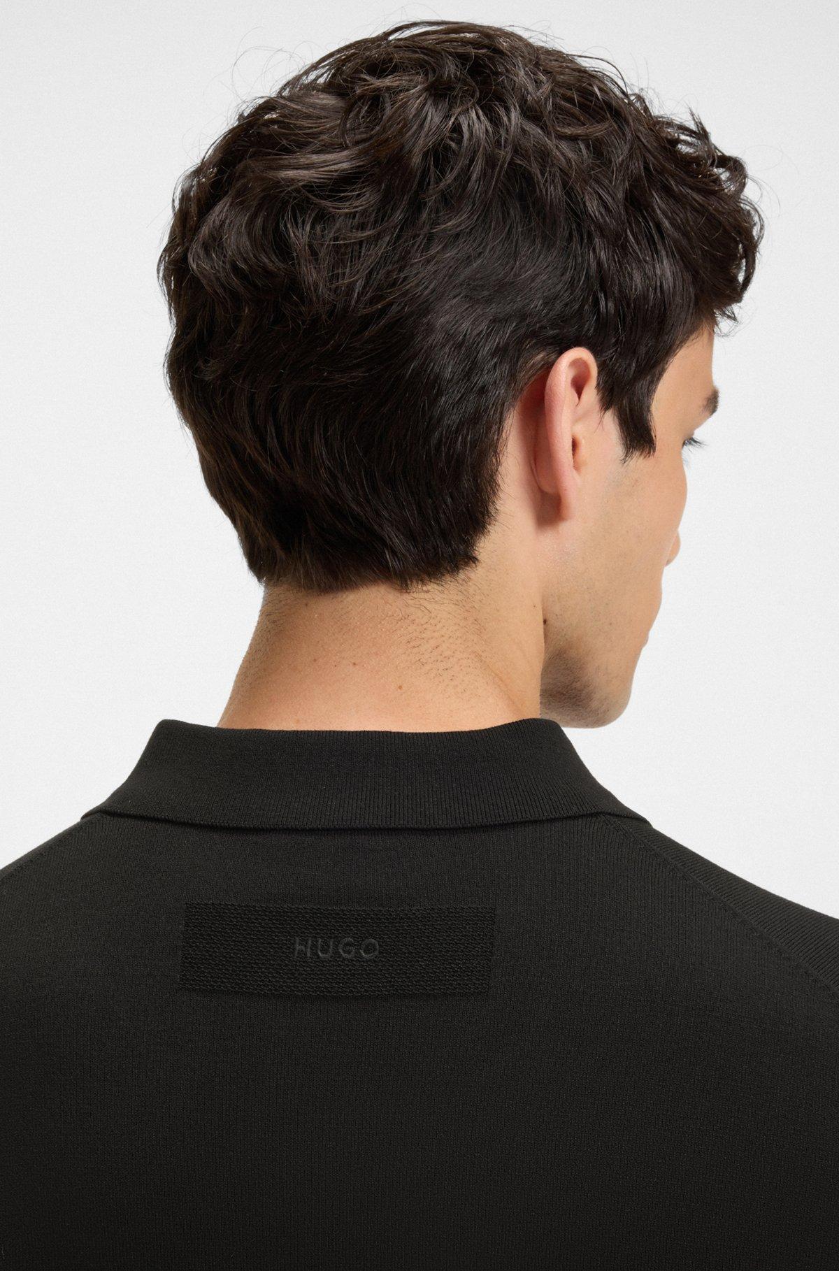 Slim-fit knit polo with rear logo Product Image