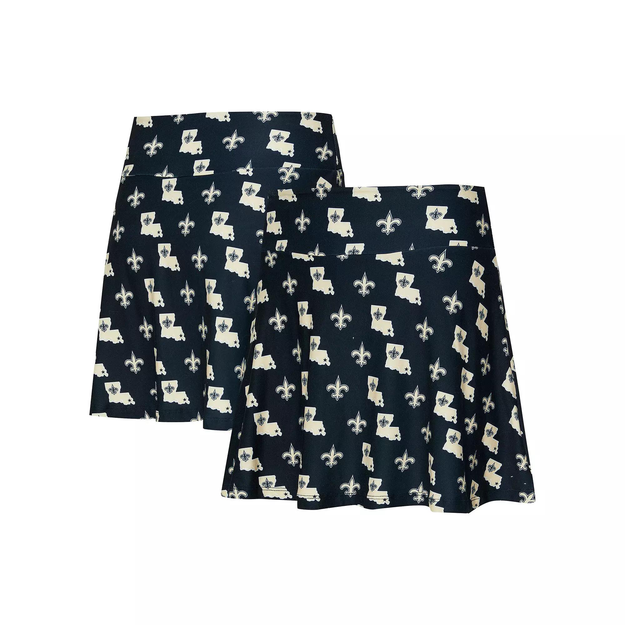 Women's Concepts Sport Black New Orleans Saints Record Allover Print Knit Sleep Skort, Size: Small Product Image