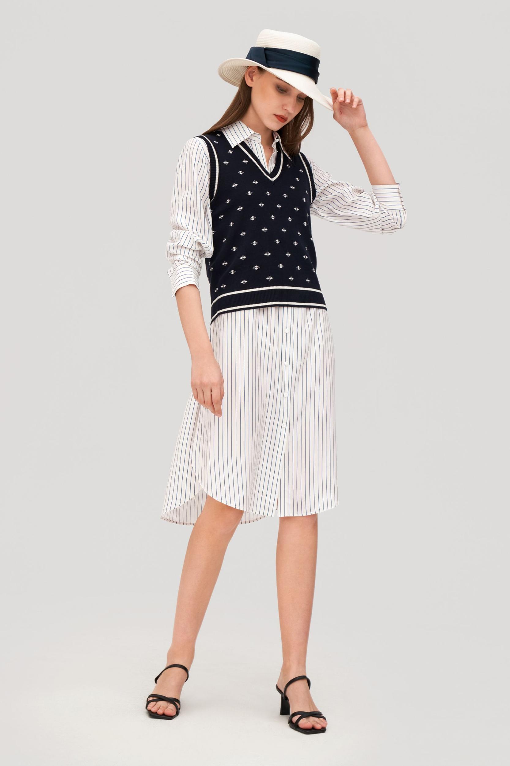 Pinstriped Freesia Shirt Dress Product Image