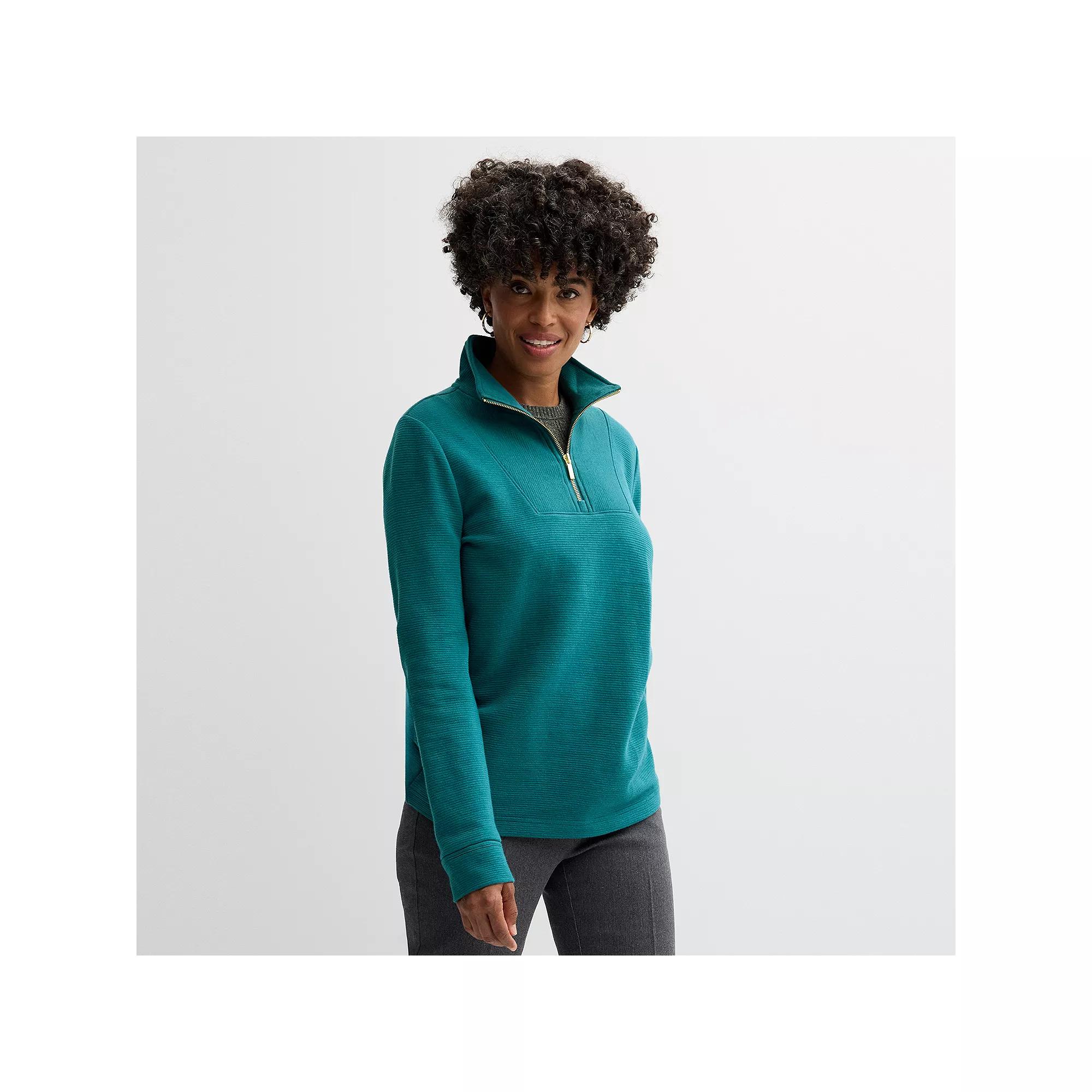 Women's Croft & Barrow® Quarter-Zip Pullover, Size: Medium, Wetlands Product Image