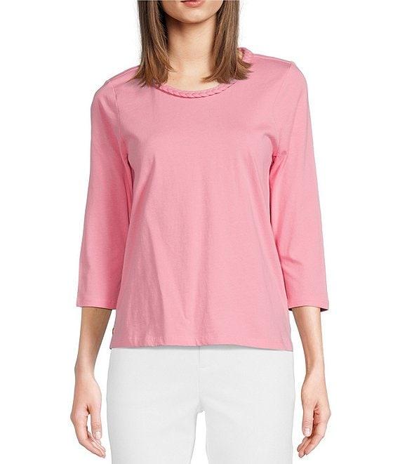 Lilly Pulitzer Paulson Cotton Jersey Knit Crew Neck 3/4 Sleeve Top Product Image