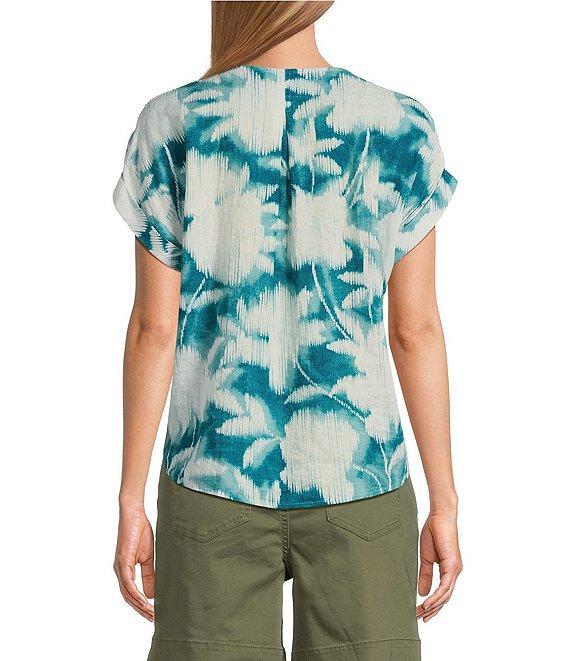 Westbound Enchanted Garden Short Sleeve V-Neck Tie Front Top Product Image