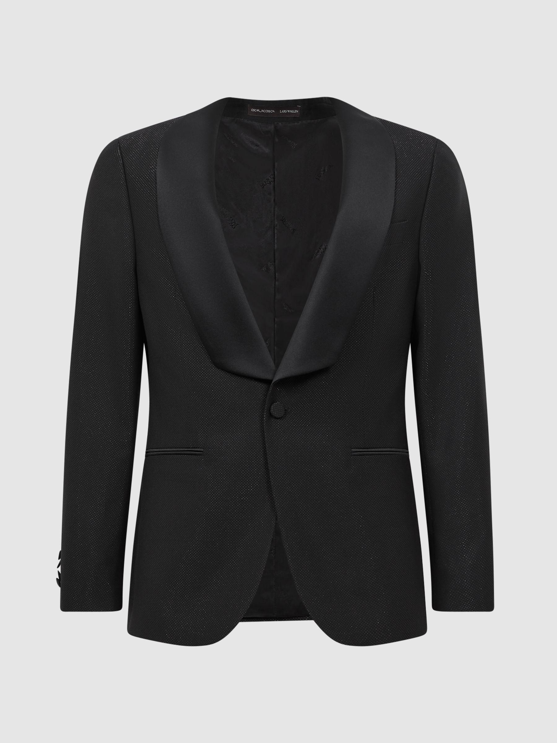 Oscar Jacobson Slim Fit Single Breasted Blazer in Black Product Image