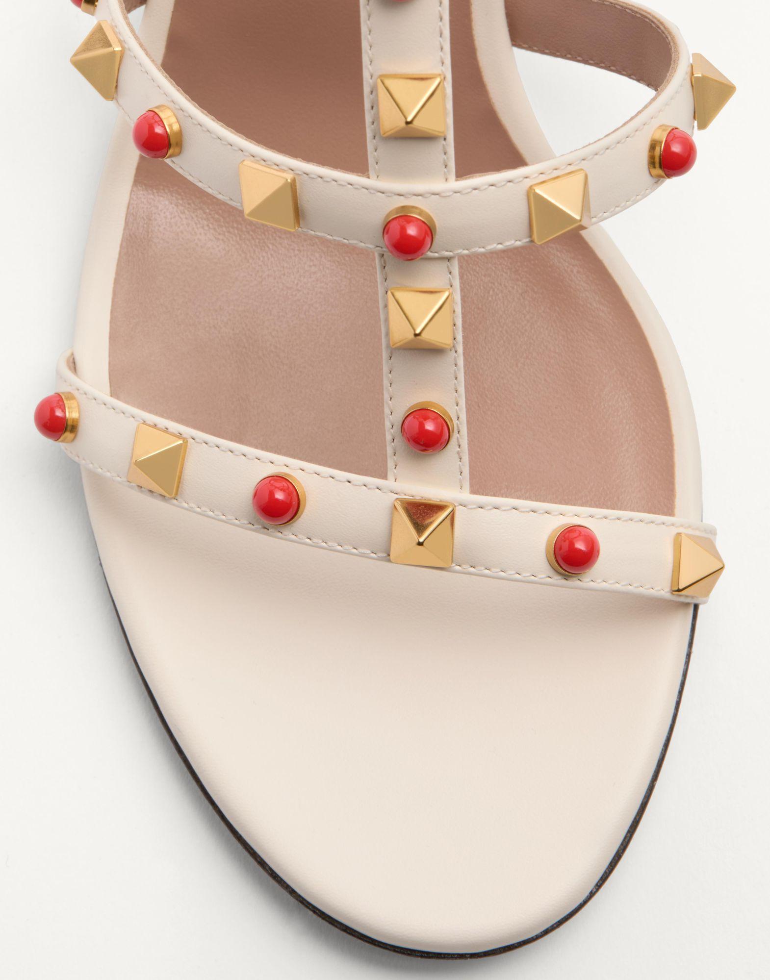 Rockstud Slide Sandal In Calfskin With Cabochon Stones 60Mm Product Image