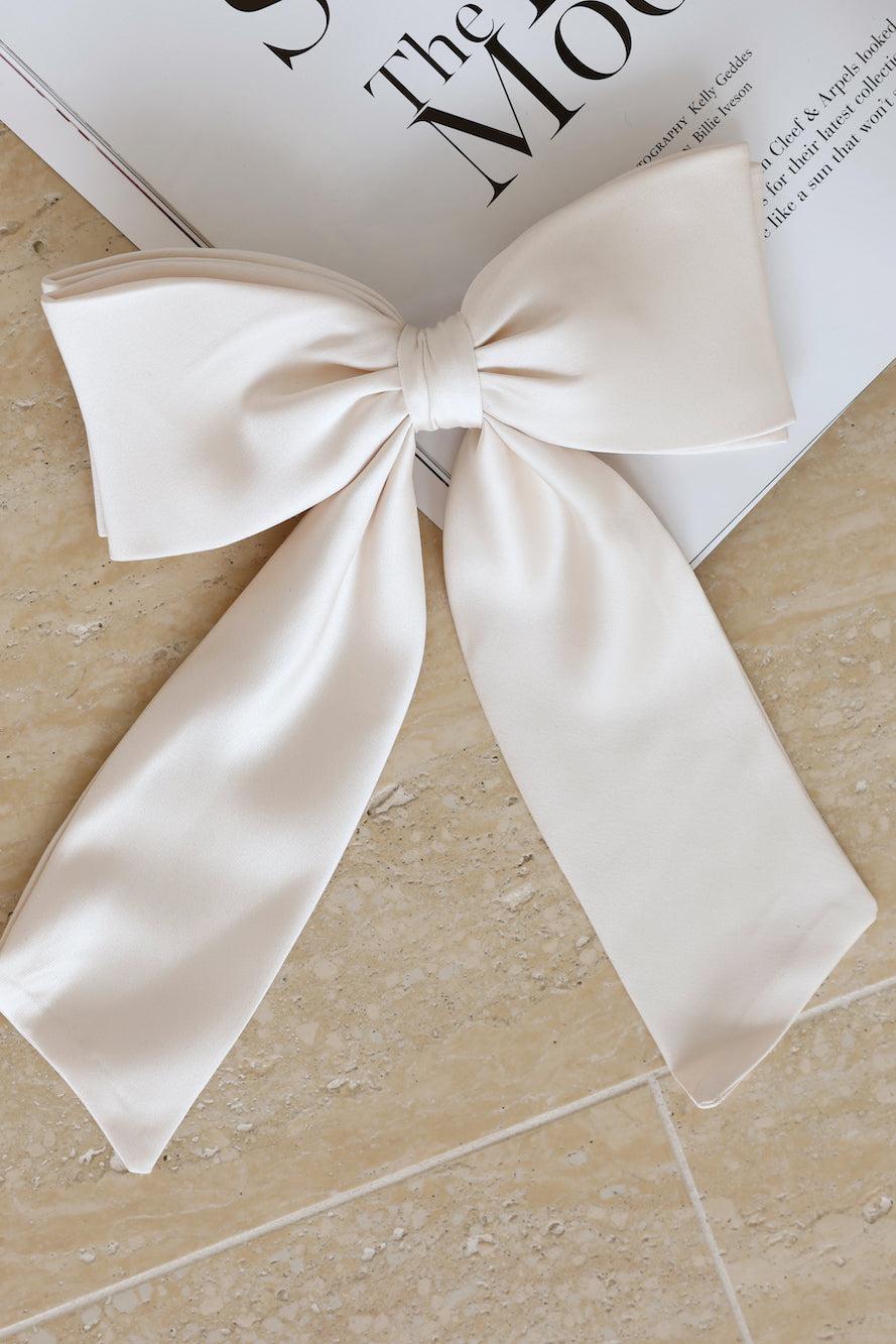 Satin Bow Hair Clip Cream Product Image