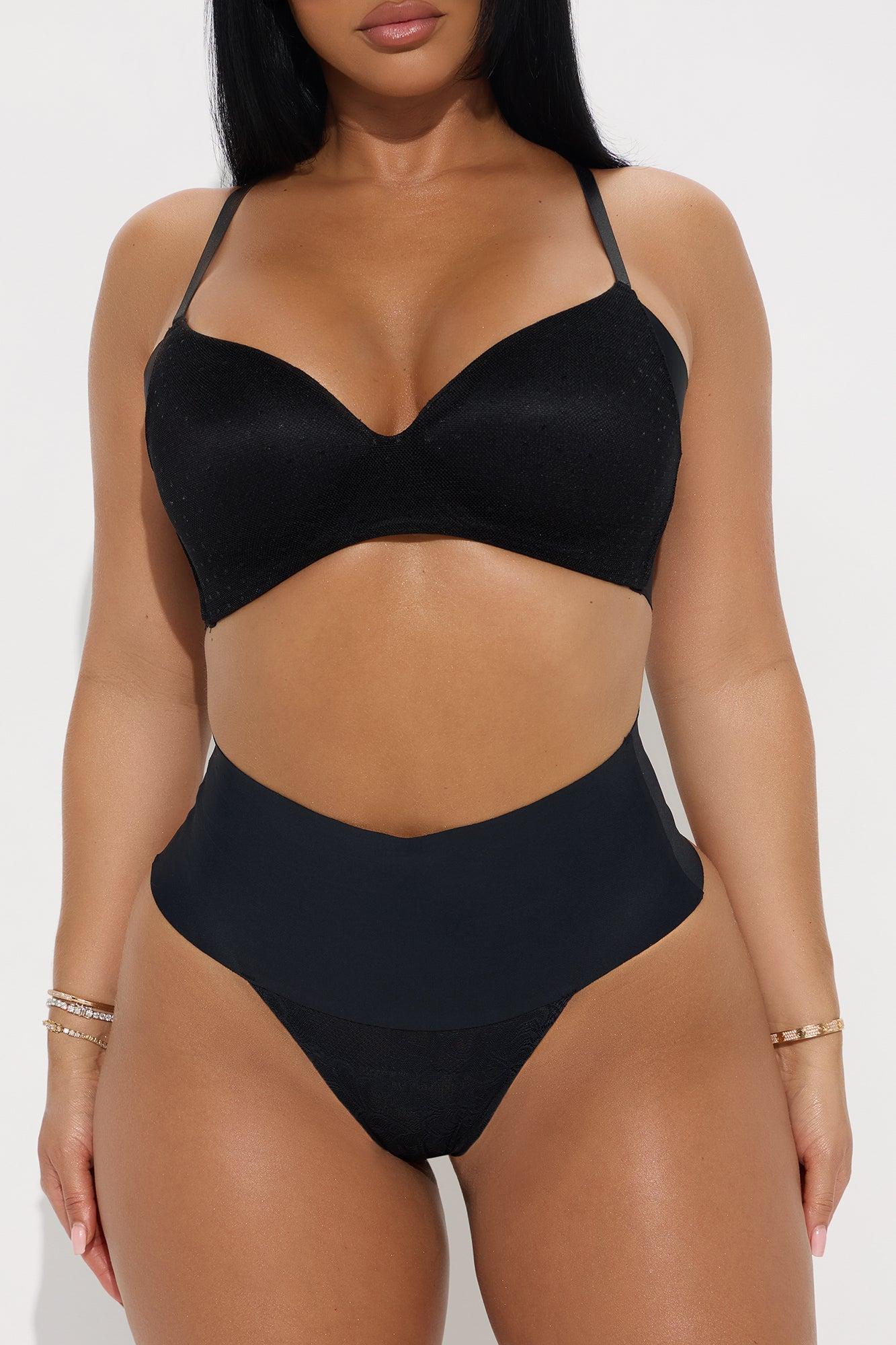 Laced Desire Light Control Shapewear Thong Panty  - Black Product Image