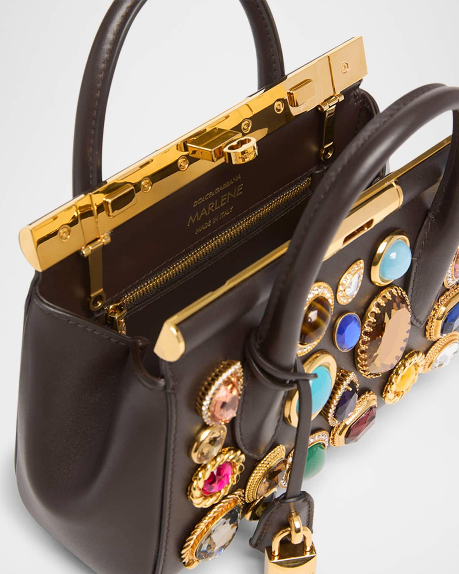 Marlene Small Jeweled Leather Top-Handle Bag Product Image