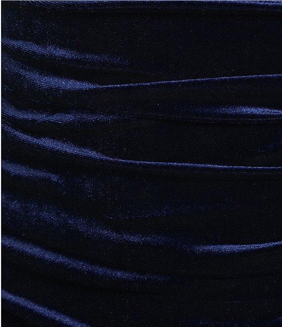 Honey and Rosie Velvet Drape Neck Ruched Bodycon Dress Product Image