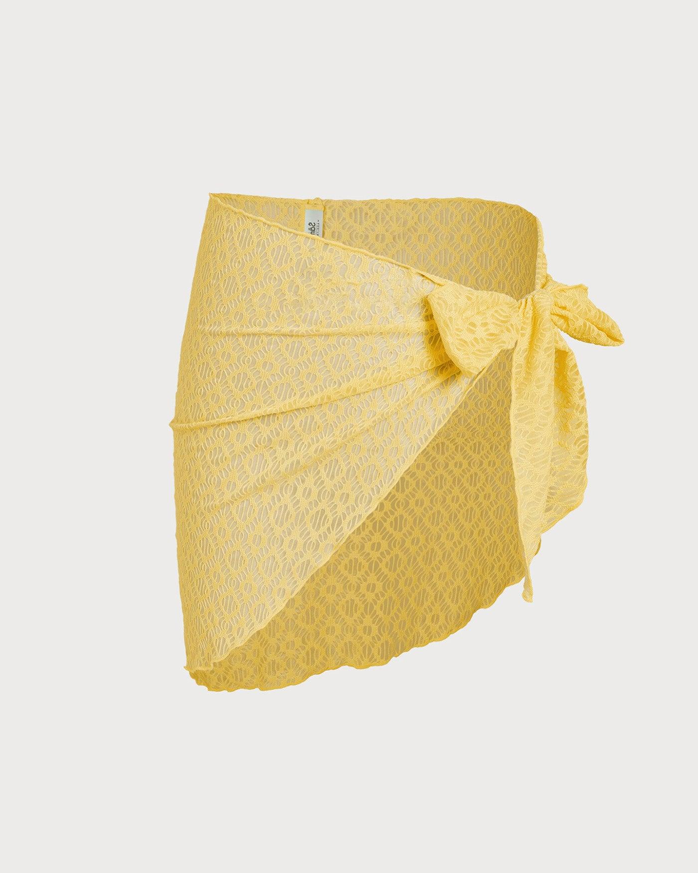 Yellow Jacquard Textured Bikini Set Product Image