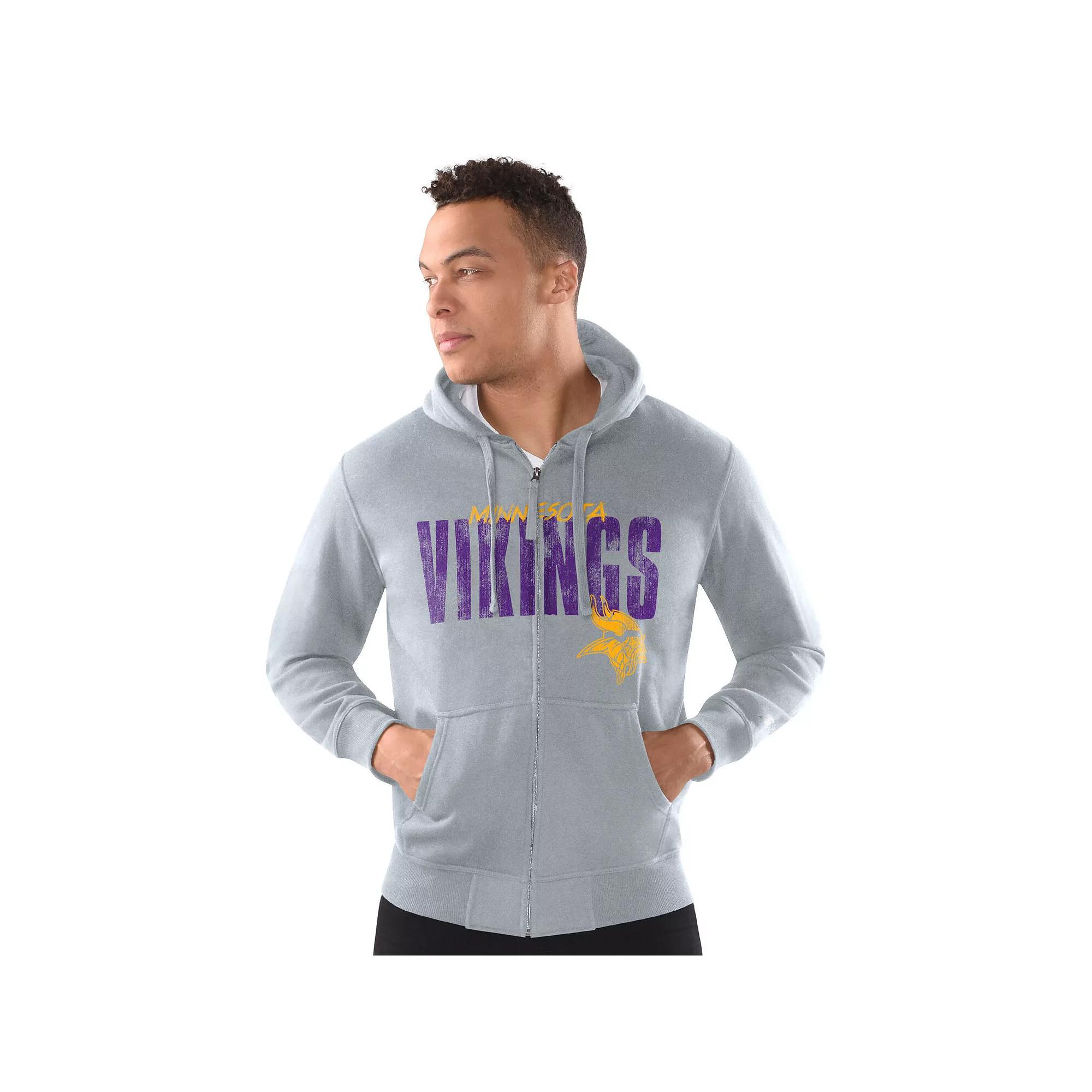 Men's Starter Heather Gray Baltimore Ravens Distressed Classic Full-Zip Hoodie,  Product Image