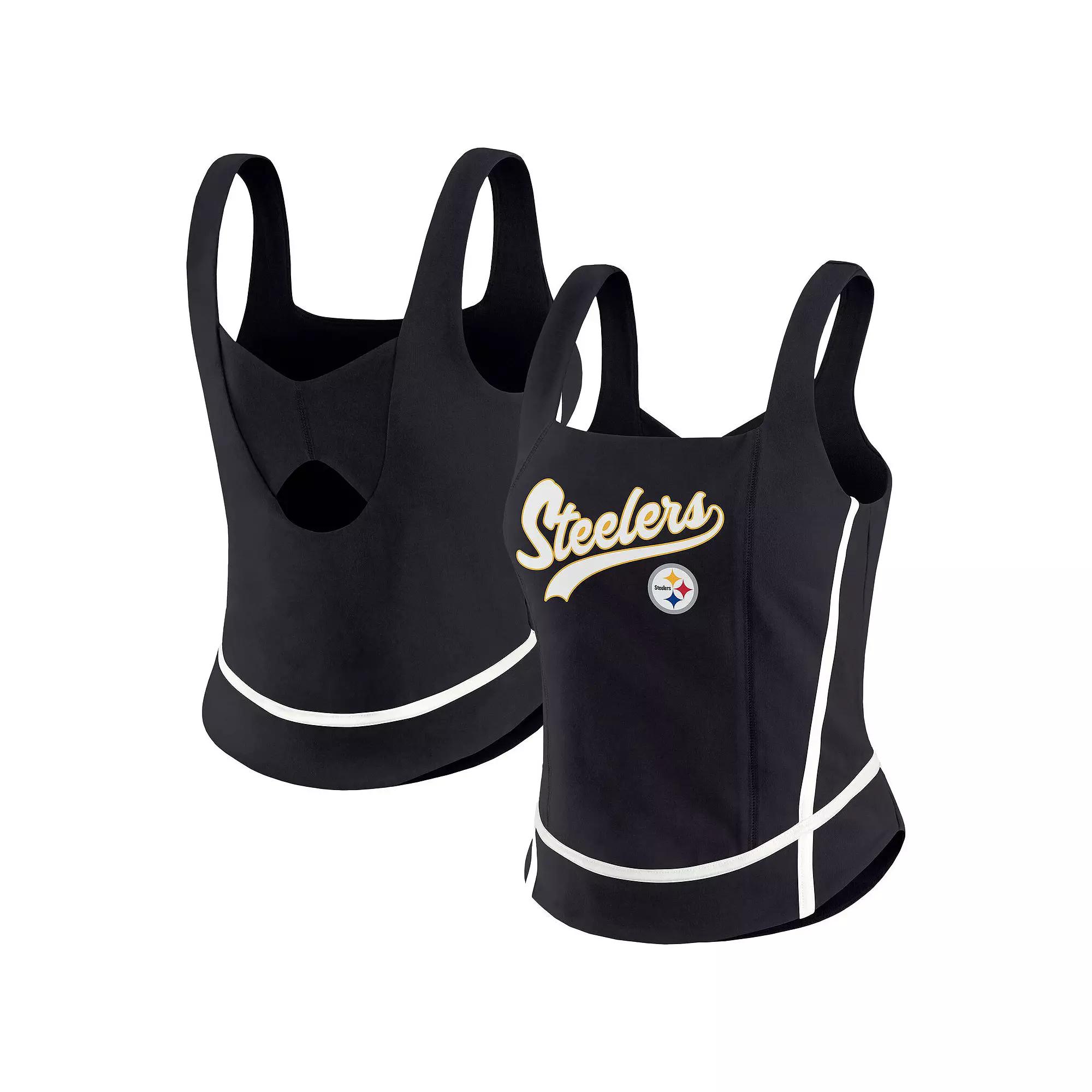 Women's WEAR by Erin Andrews Black Pittsburgh Steelers Square Neck Tank Top,  Product Image