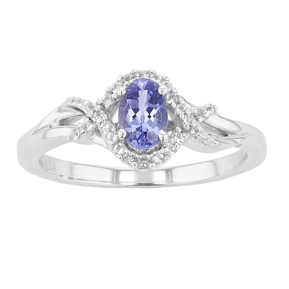 Sterling Silver Genuine Tanzanite & White Topaz Ring, Women's, Size: 6 Product Image
