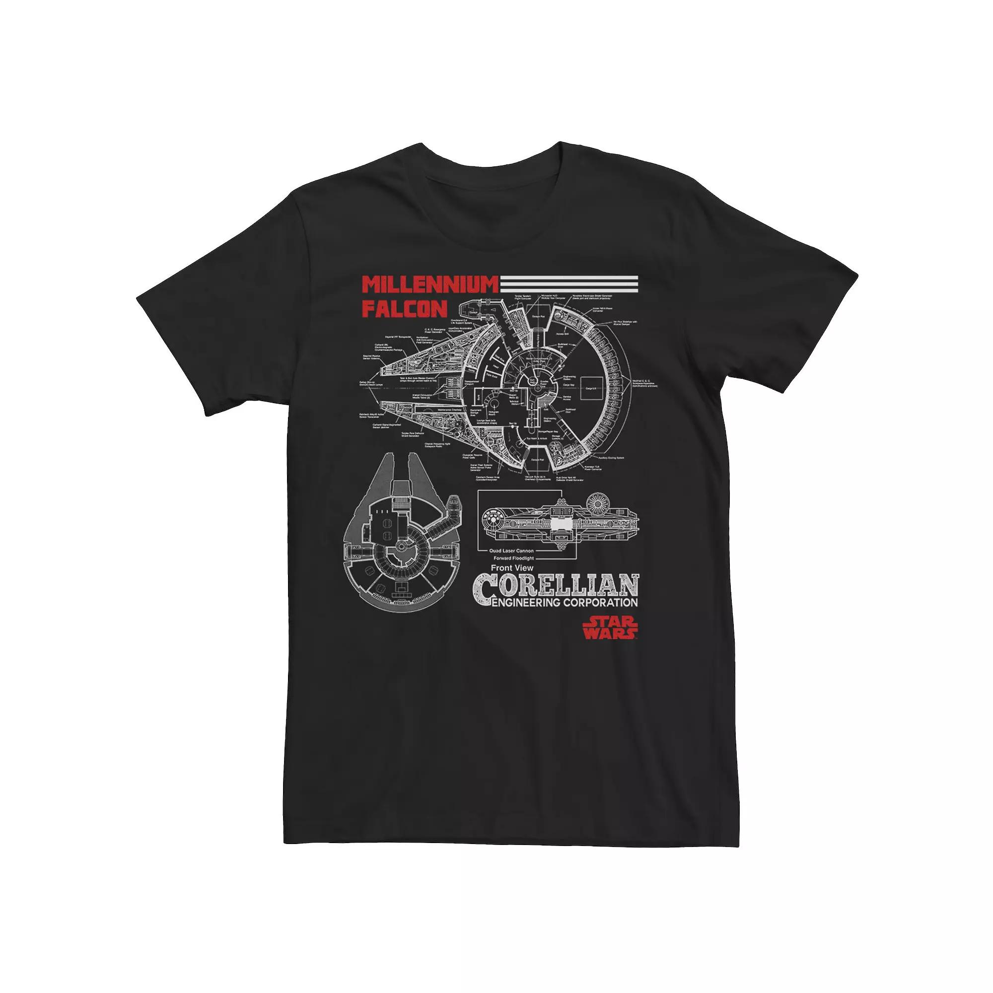 Men's Star Wars Millennium Falcon Blueprint Tee,  Product Image