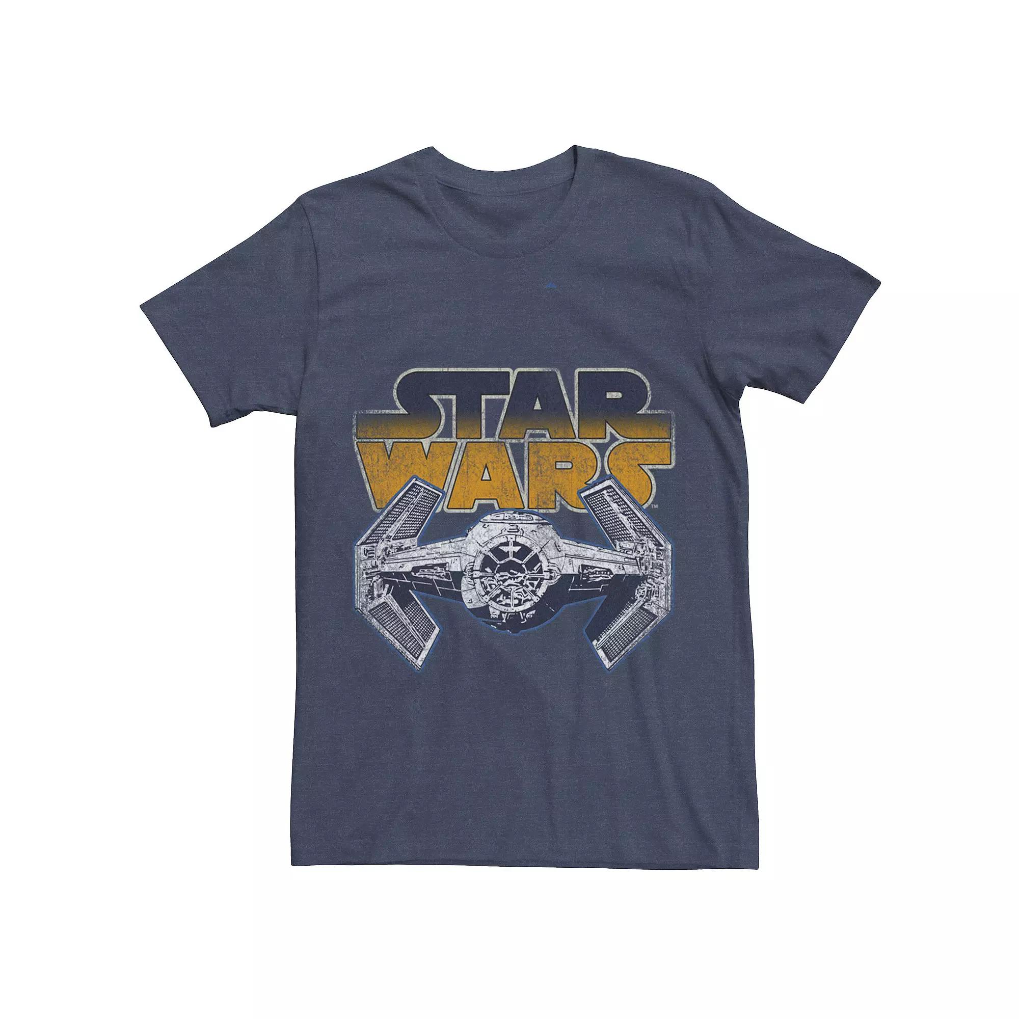 Men's Star Wars Super Retro Tie Fighter Classic Logo Tee, Size: Large, Navy Grey Product Image