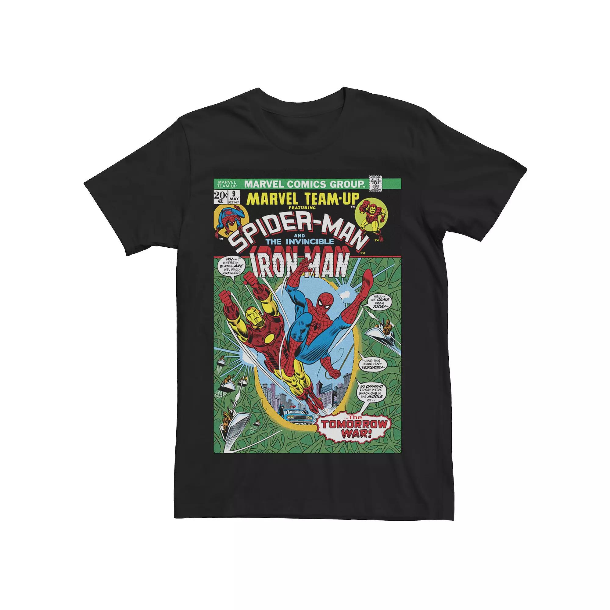 Men's Marvel Spider-Man And Iron Man The Tomorrow War Comic Cover Tee, Size: 3XL, Black Product Image