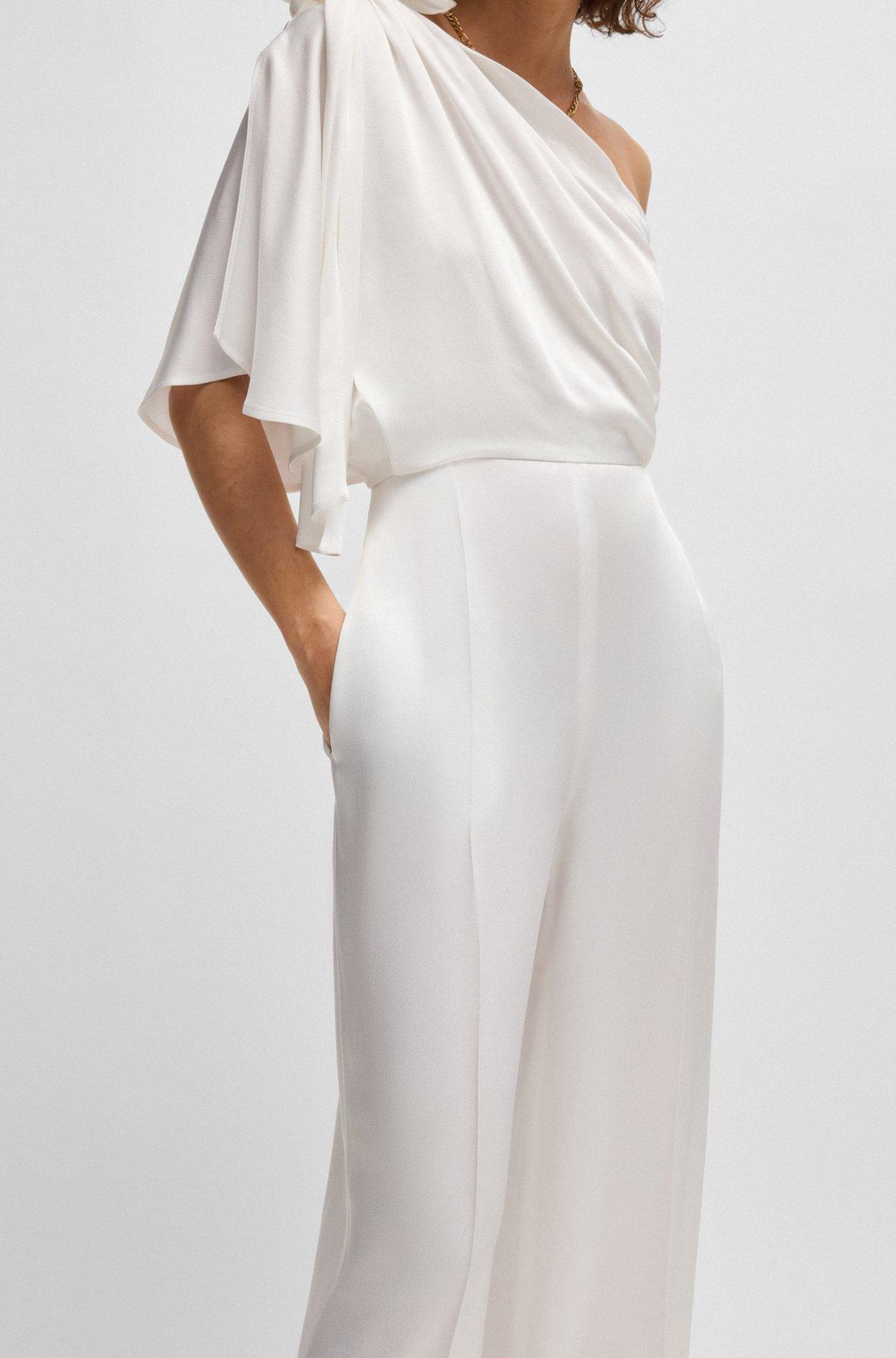One-shoulder jumpsuit with tie neckline Product Image