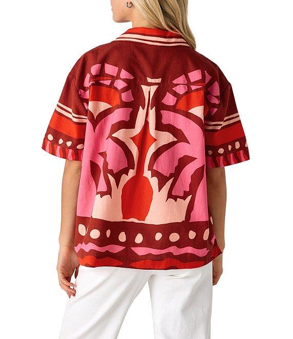 CROSBY by Mollie Burch Iker Coordinating Cotton Linen Blend Short Sleeve Button Front Box Top Product Image